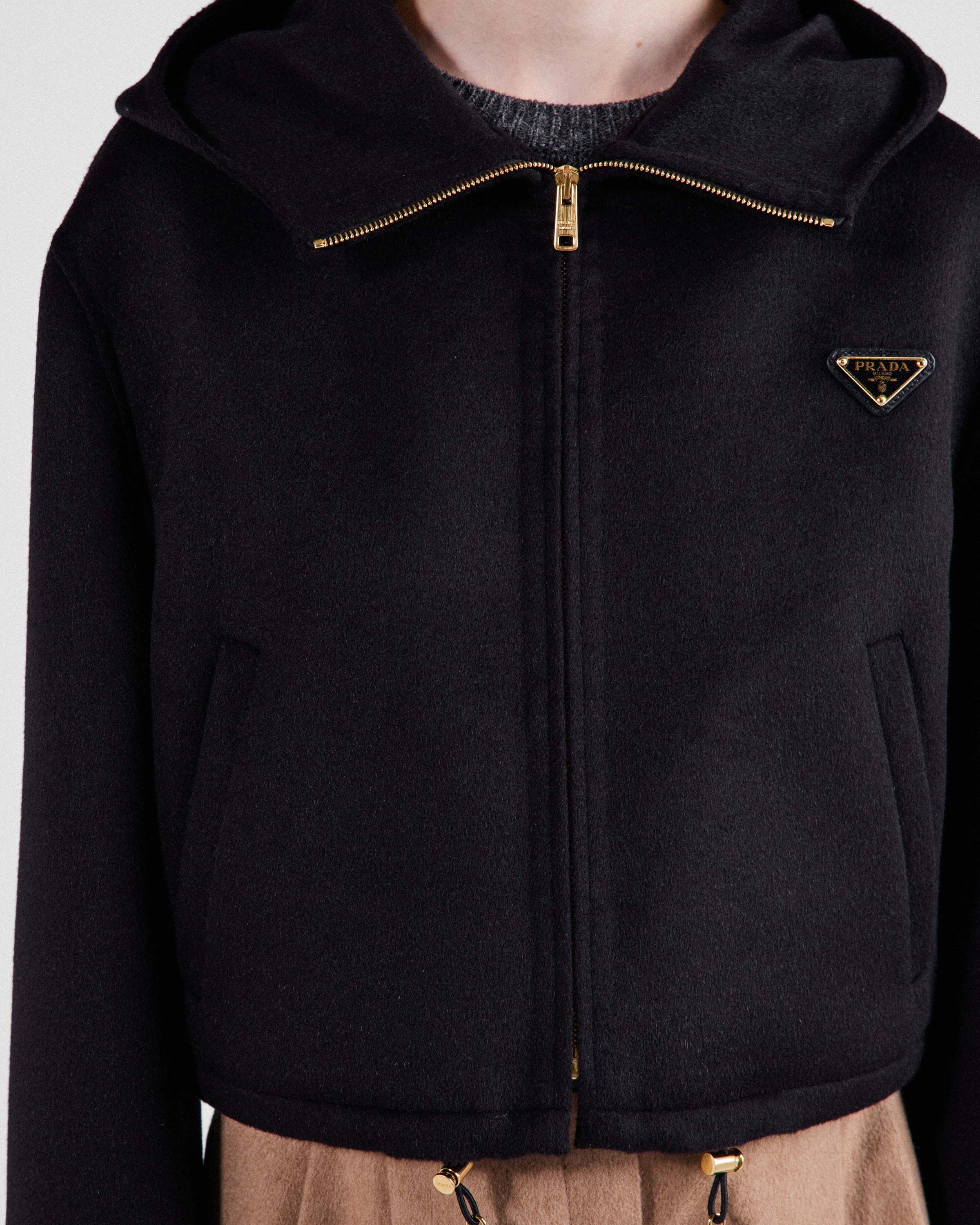 Prada Lightweight Cashgora Blouson Jacket In Black