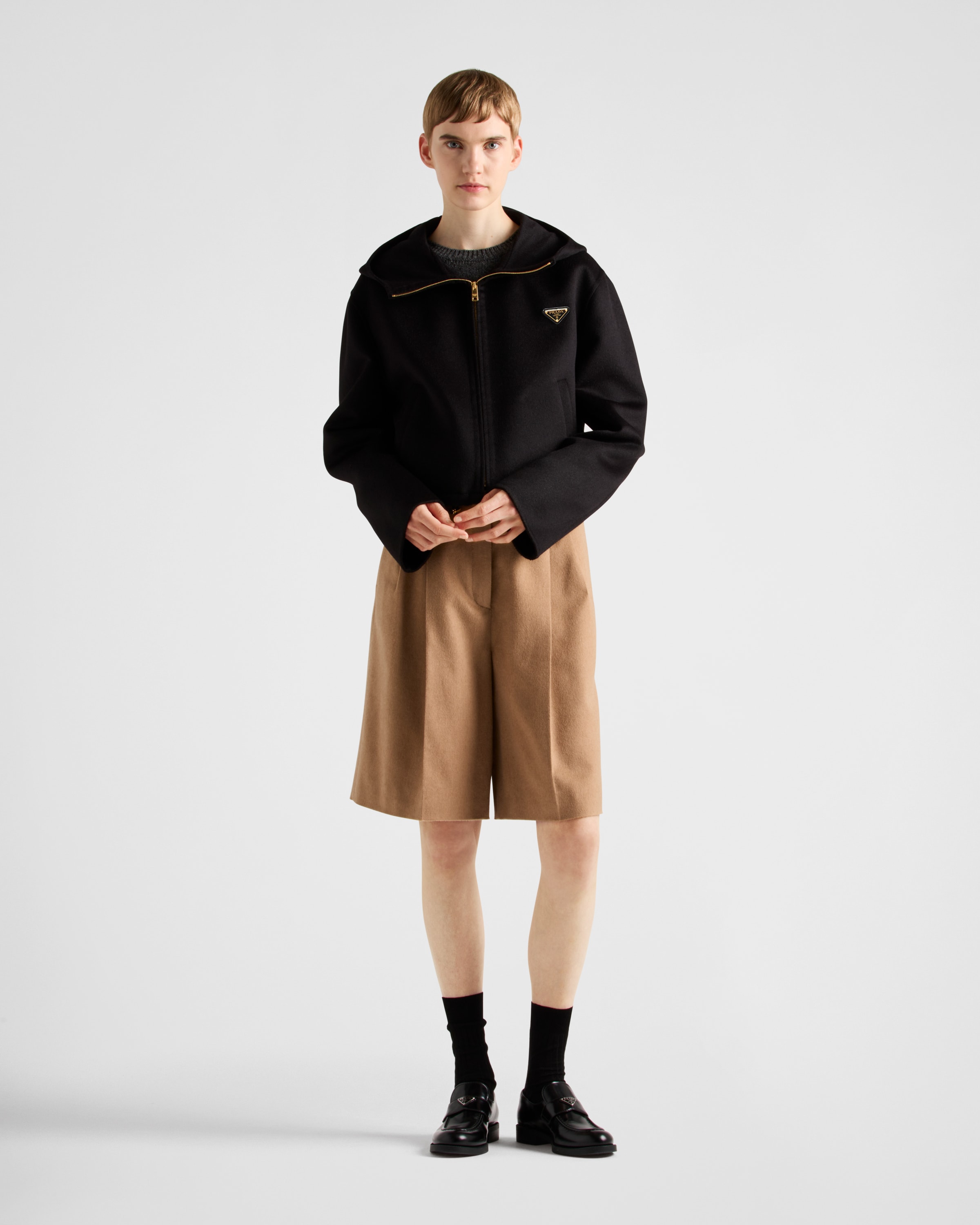 Prada Lightweight Cashgora Blouson Jacket In Black