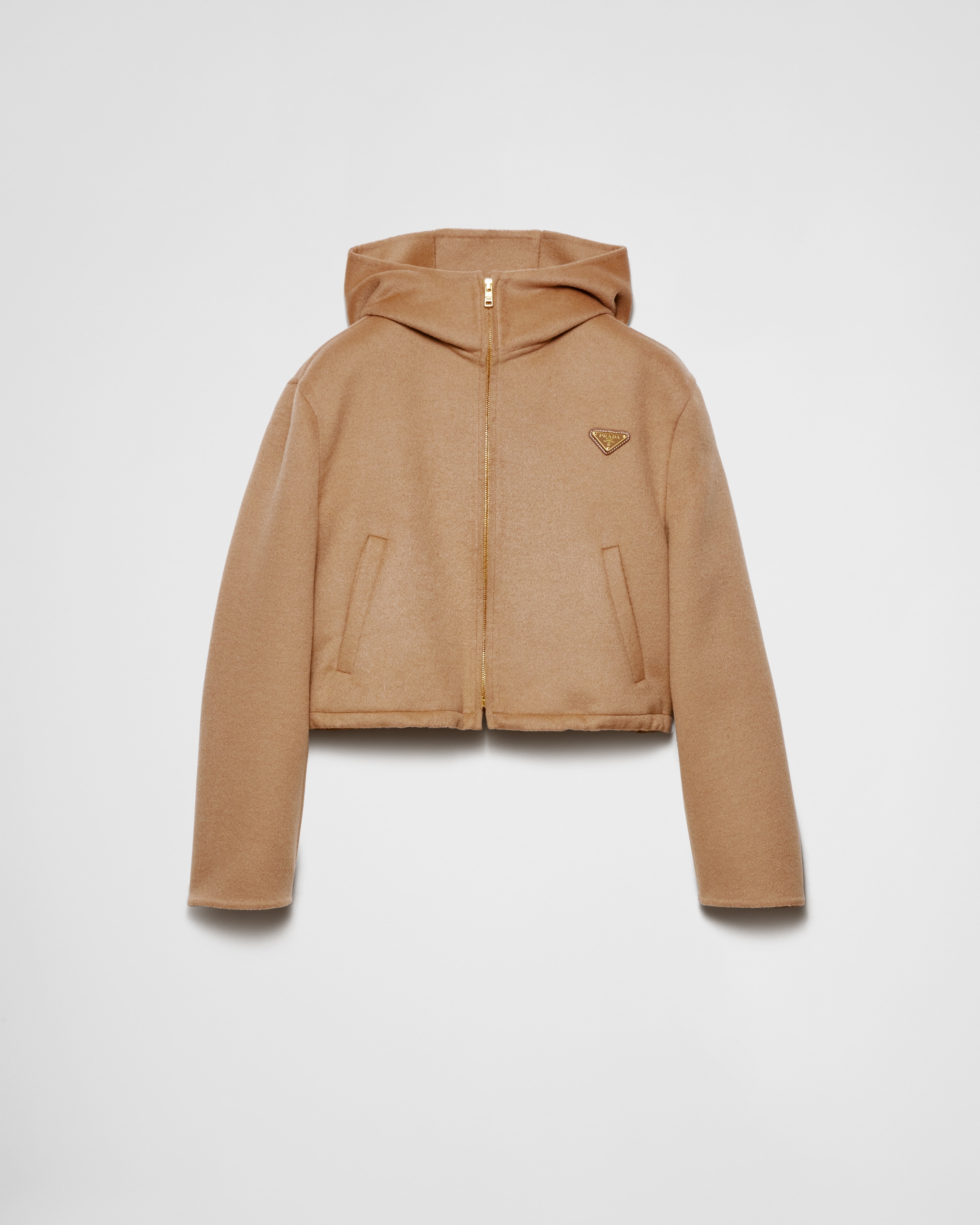Prada Lightweight Cashgora Blouson Jacket In Camel Brown
