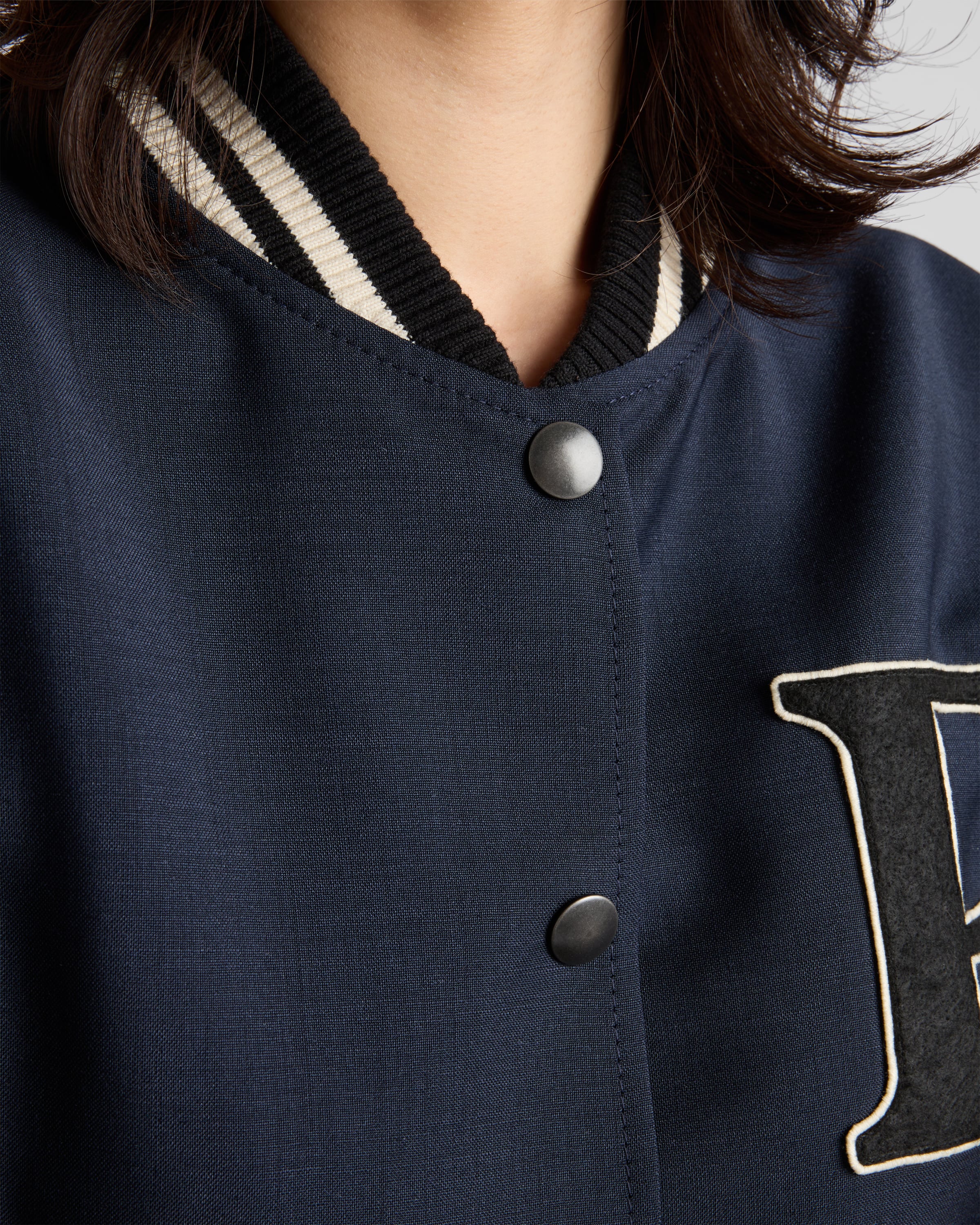 Prada Kid Mohair Bomber Jacket With Patches In Navy