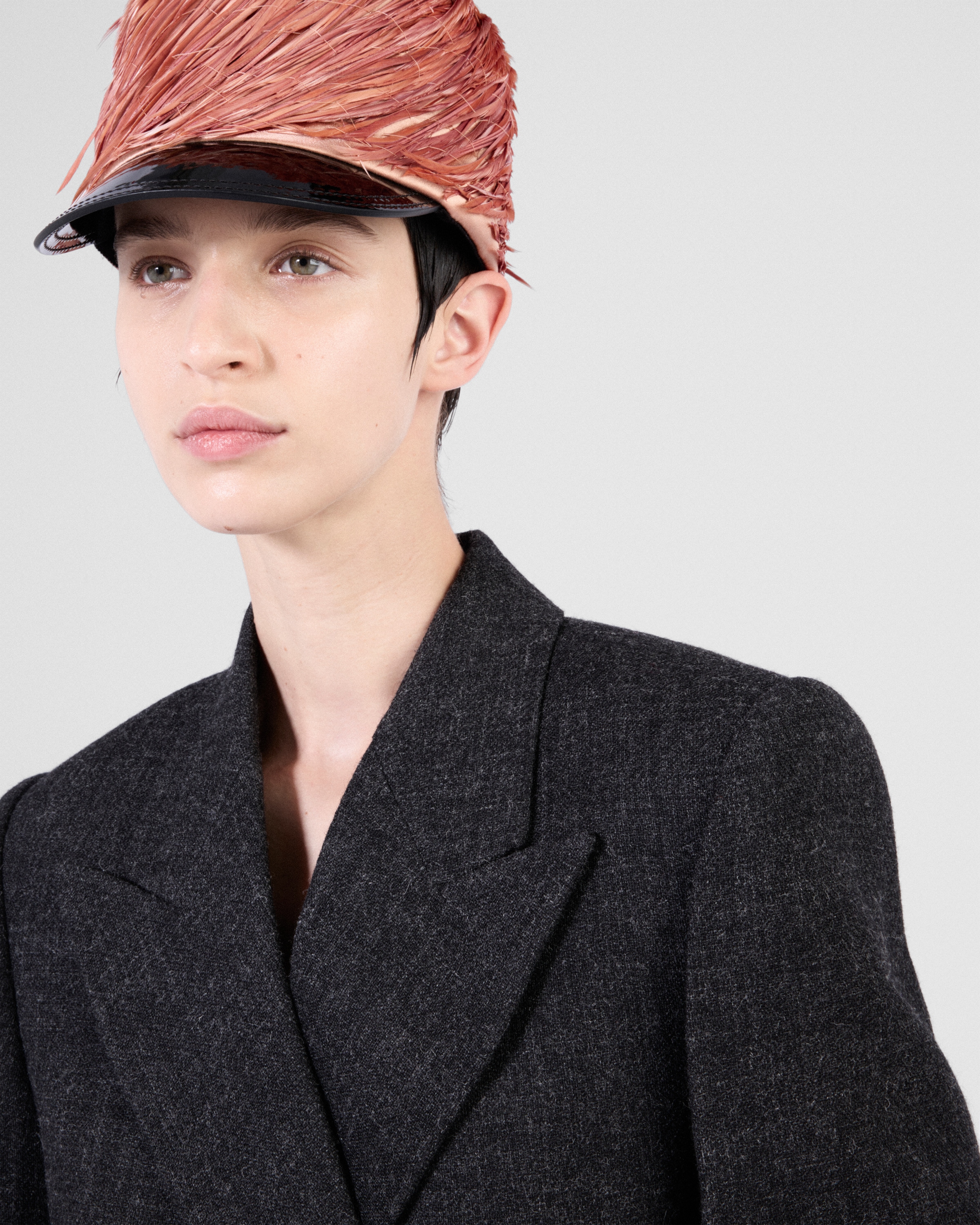 【プラダ・PRADA】Double-breasted rush Arquejacket Anthracite Gray Double-breasted Vintage-look Rush Stitch