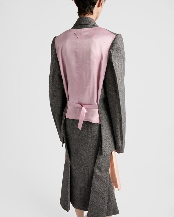 ダブルブレスト プリンス オブ ウェールズチェック ジャケット - グレー/ピンク ダブルブレスト プリンス オブ ウェールズチェック ジャケット - グレー/ピンク