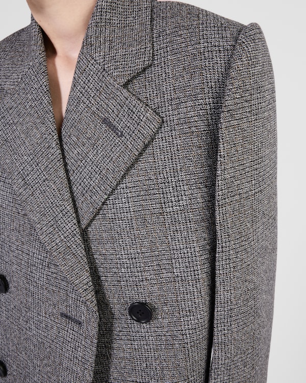 ダブルブレスト プリンス オブ ウェールズチェック ジャケット - グレー/ピンク ダブルブレスト プリンス オブ ウェールズチェック ジャケット - グレー/ピンク