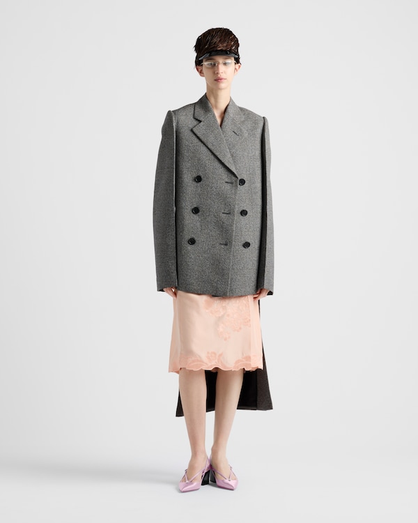 ダブルブレスト プリンス オブ ウェールズチェック ジャケット - グレー/ピンク ダブルブレスト プリンス オブ ウェールズチェック ジャケット - グレー/ピンク