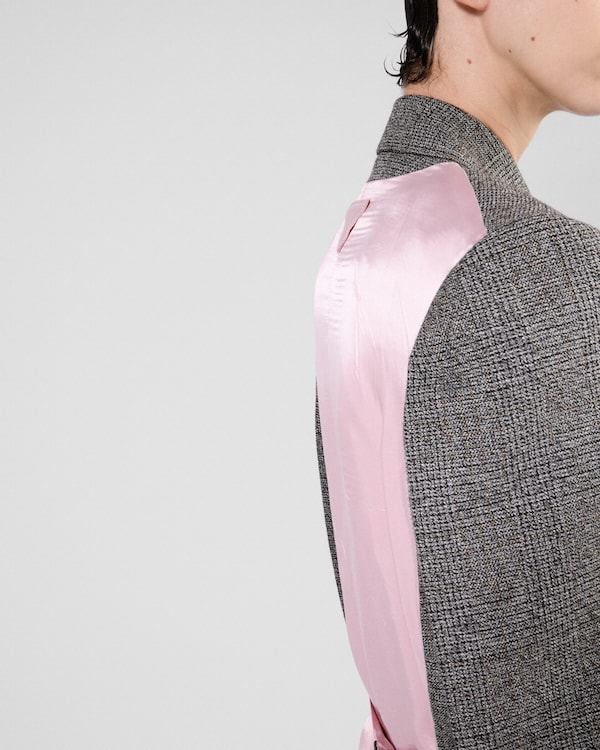 ダブルブレスト プリンス オブ ウェールズチェック ジャケット - グレー/ピンク ダブルブレスト プリンス オブ ウェールズチェック ジャケット - グレー/ピンク