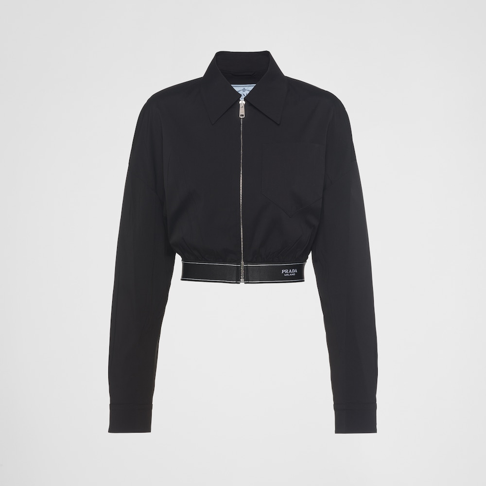 Black Cropped stretch poplin jacket | Prada