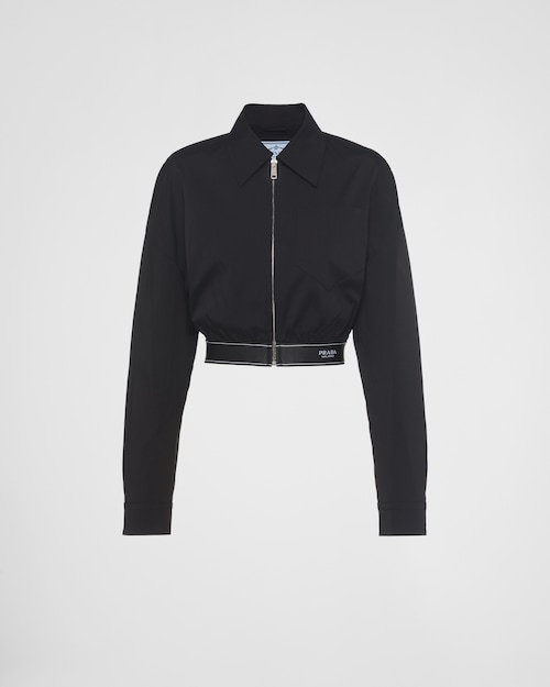 Black Cropped stretch poplin jacket | Prada