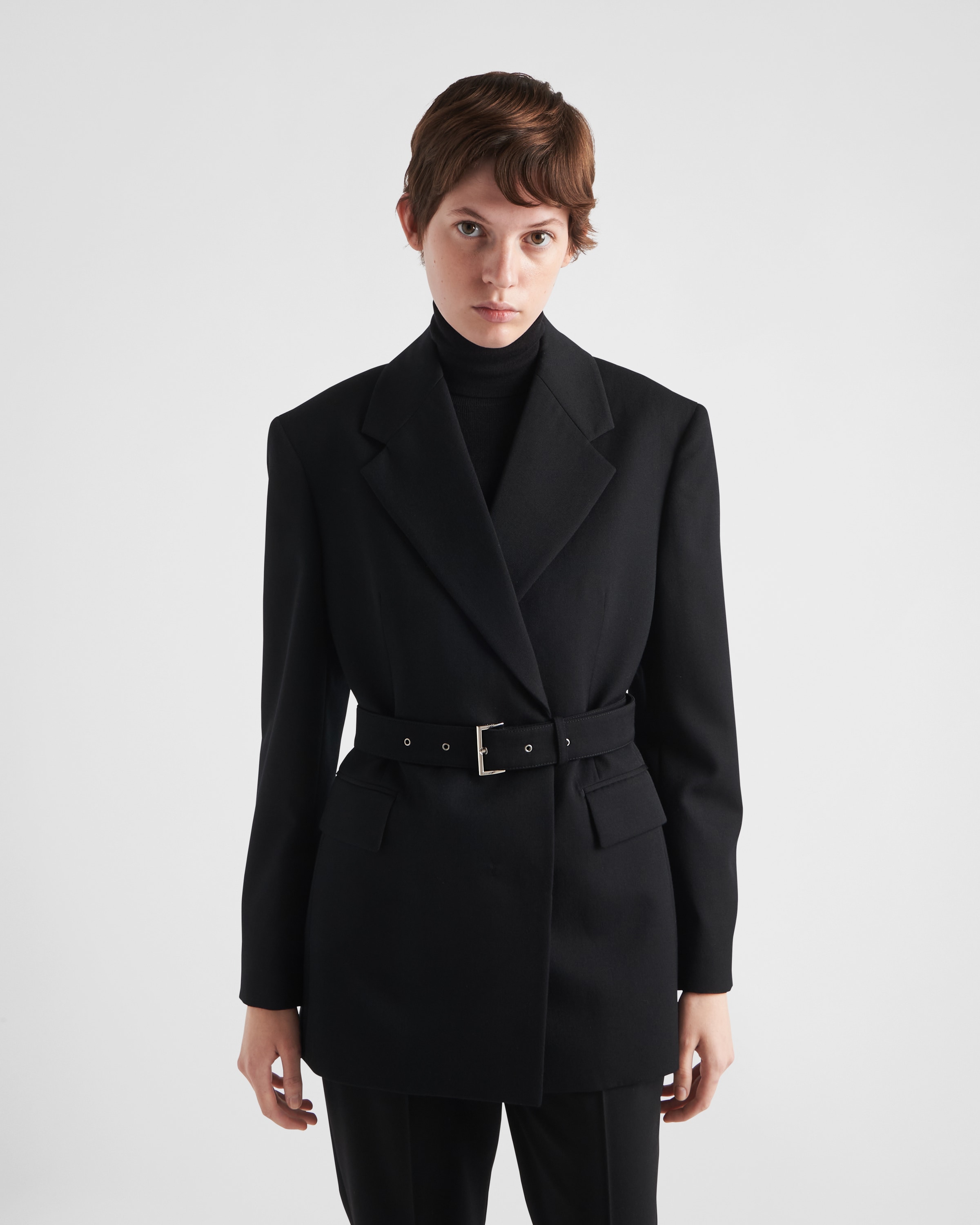 Black Single breasted Gabardine Jacket PRADA