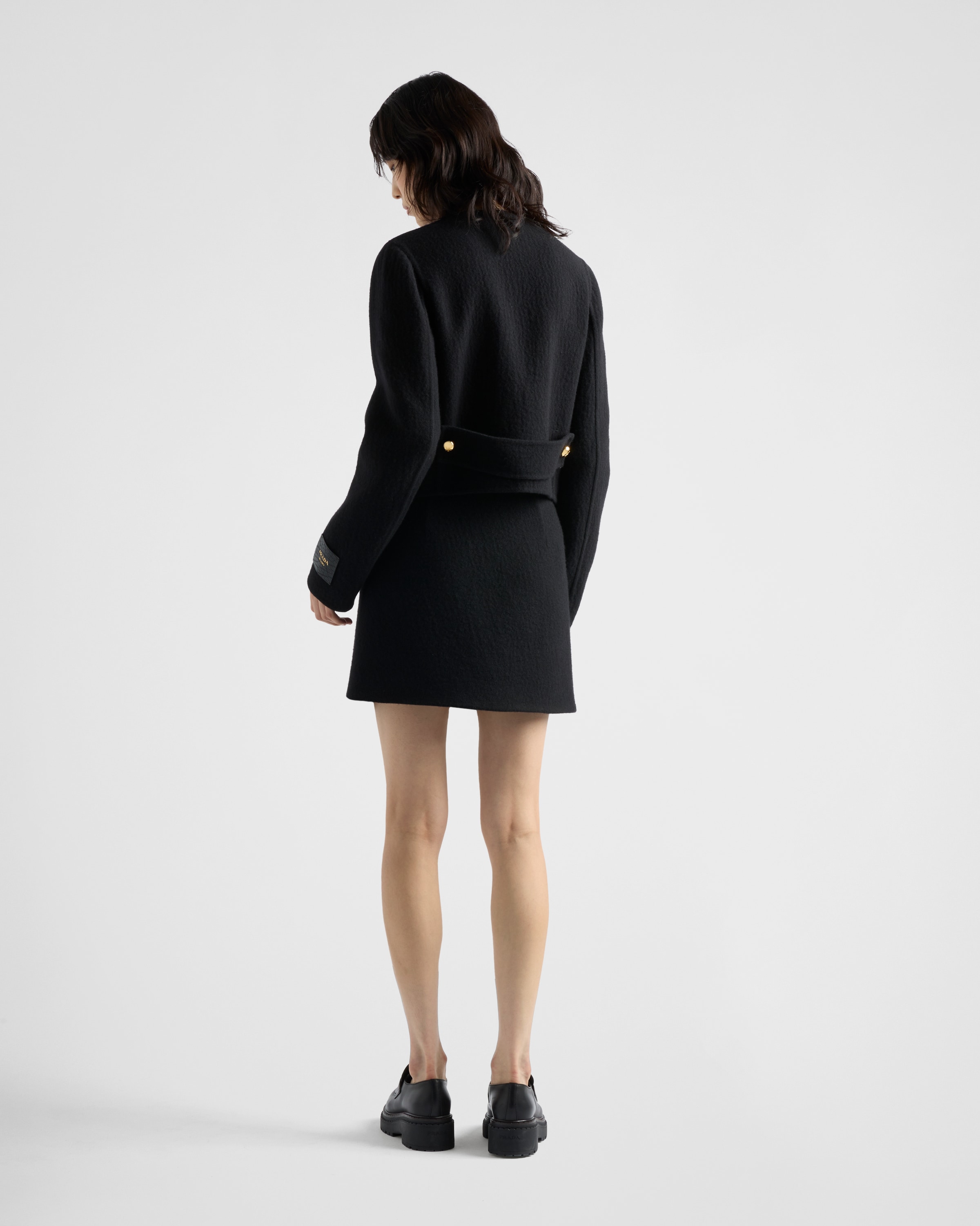 【24AW】ダブルブレスト ツイル ジャケット◆プラダ◆人気 ブラック ダブルブレスト ツイル ジャケット | PRADA