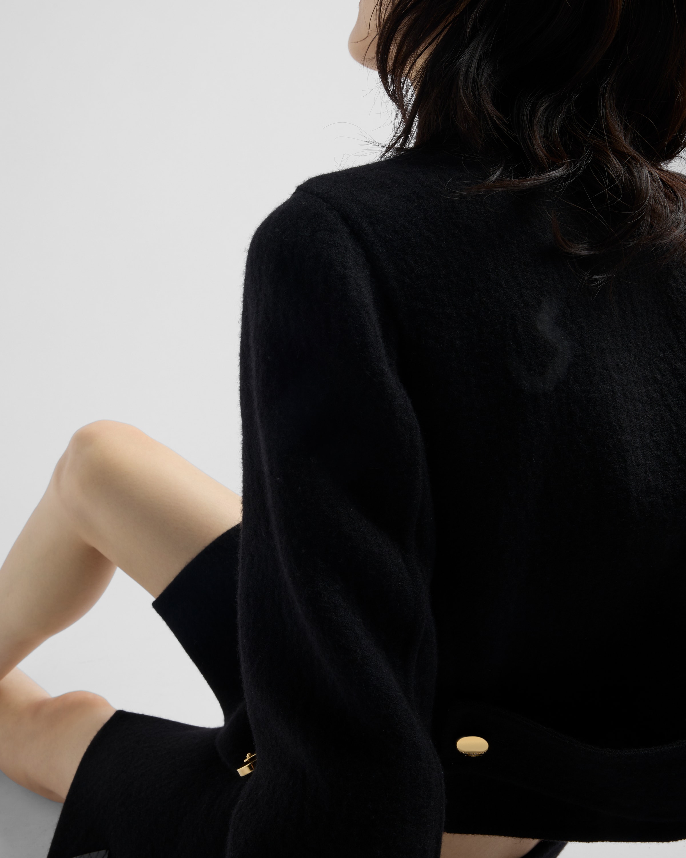 関税込 PRADA |Double-breasted twill jacket P527PE Black Double-breasted Twill Jacket | PRADA