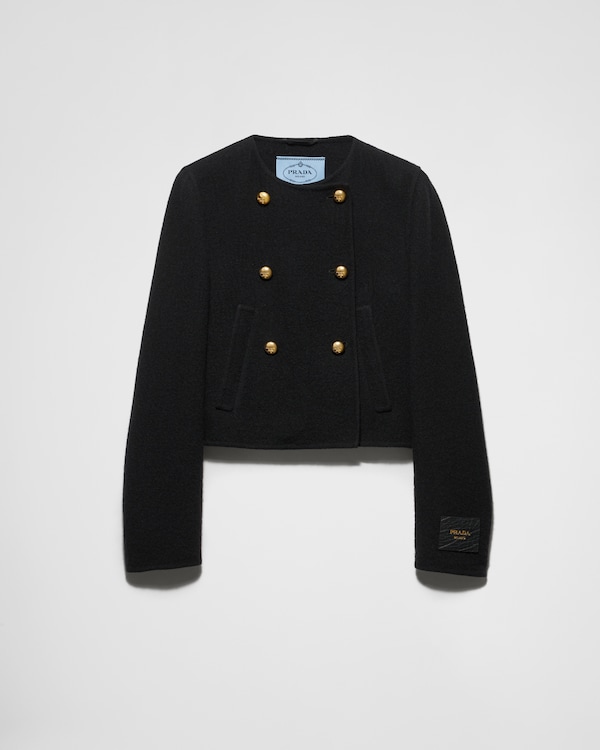 Black Single-breasted tricotine jacket | PRADA