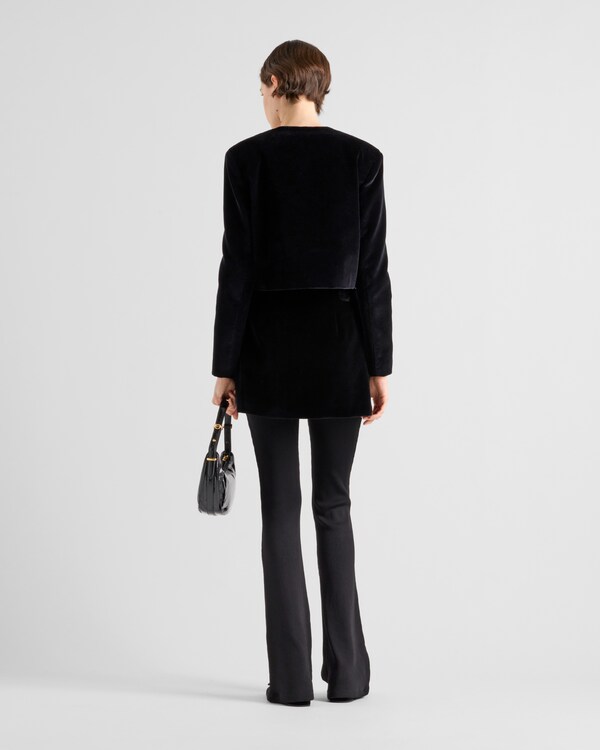 Prada Long Coat Black Velvet