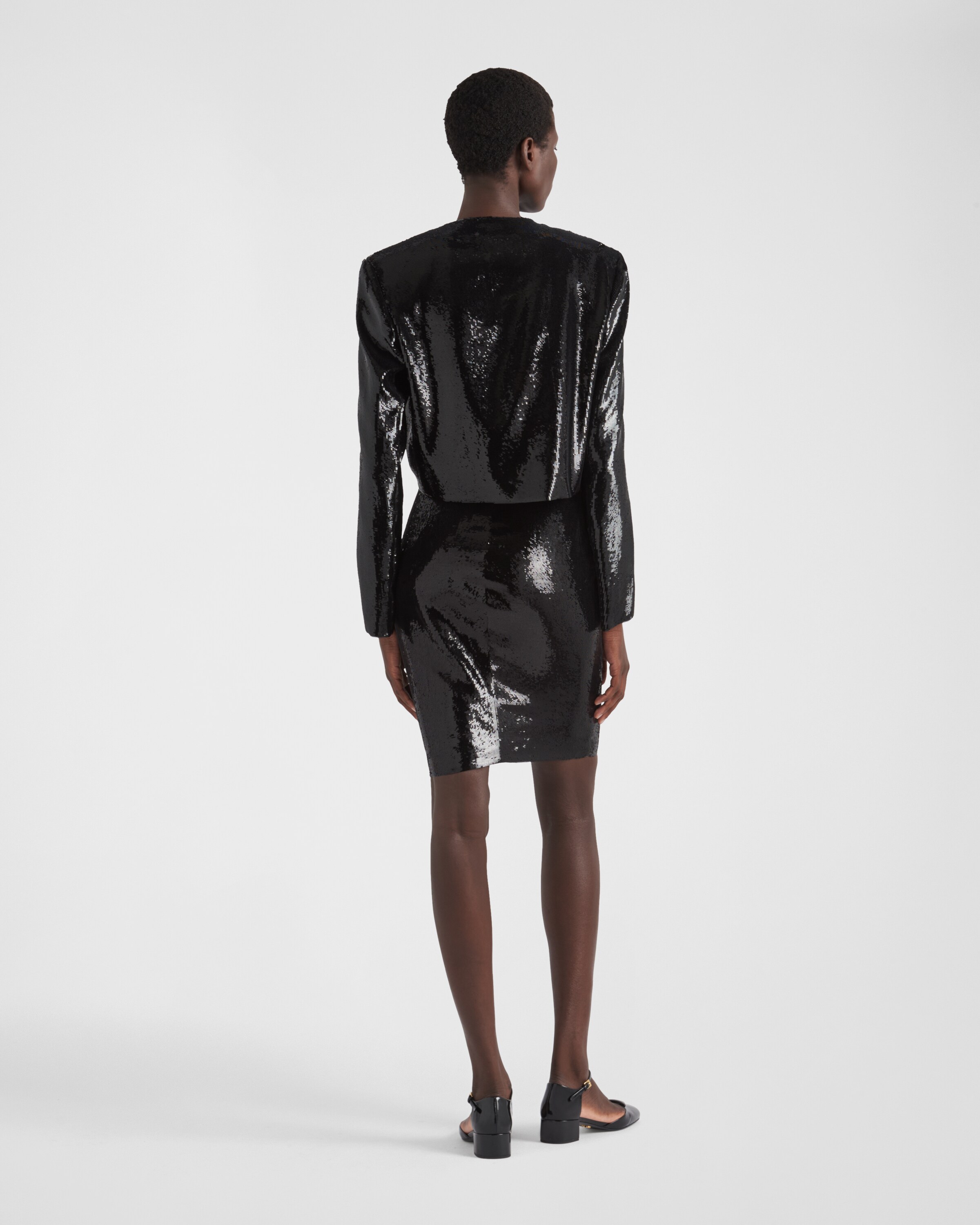 【プラダ・PRADA】Single-breasted sequin jacket Black Single-breasted Sequin Jacket | PRADA