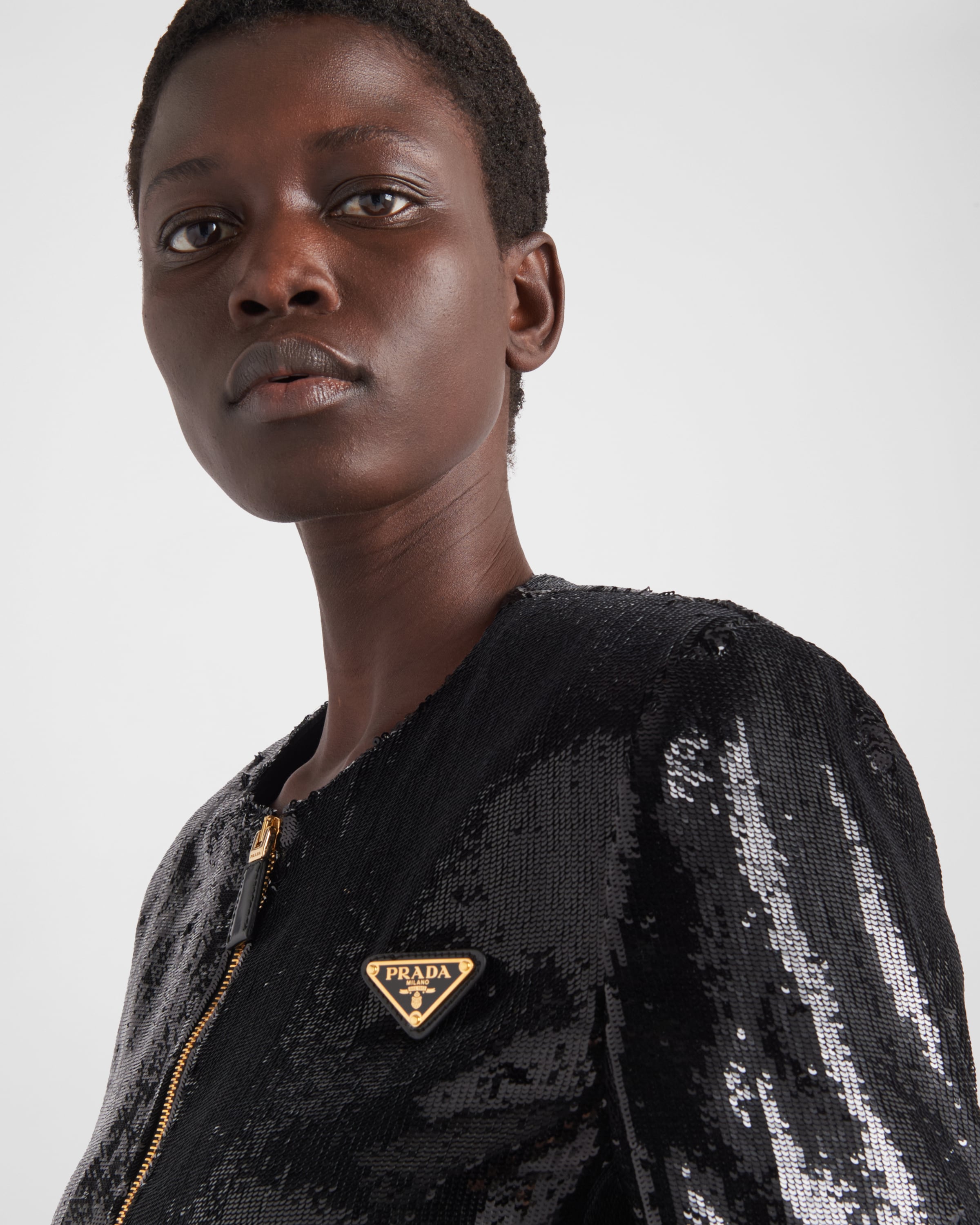 【プラダ・PRADA】Single-breasted sequin jacket Prada Single Breasted Rhinestone Encrusted Mesh Jacket