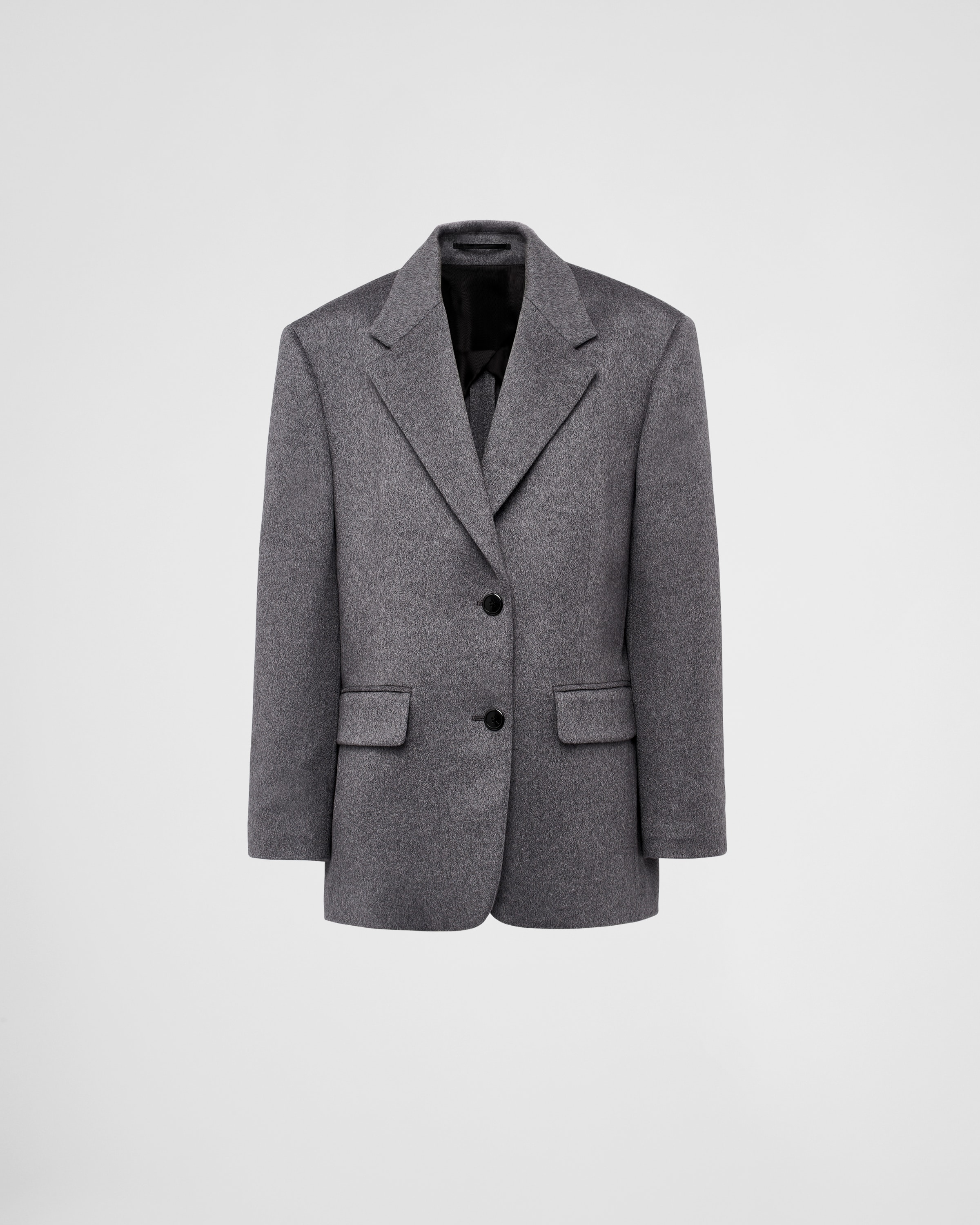 Prada Single-breasted Cashmere Jacket In Grey