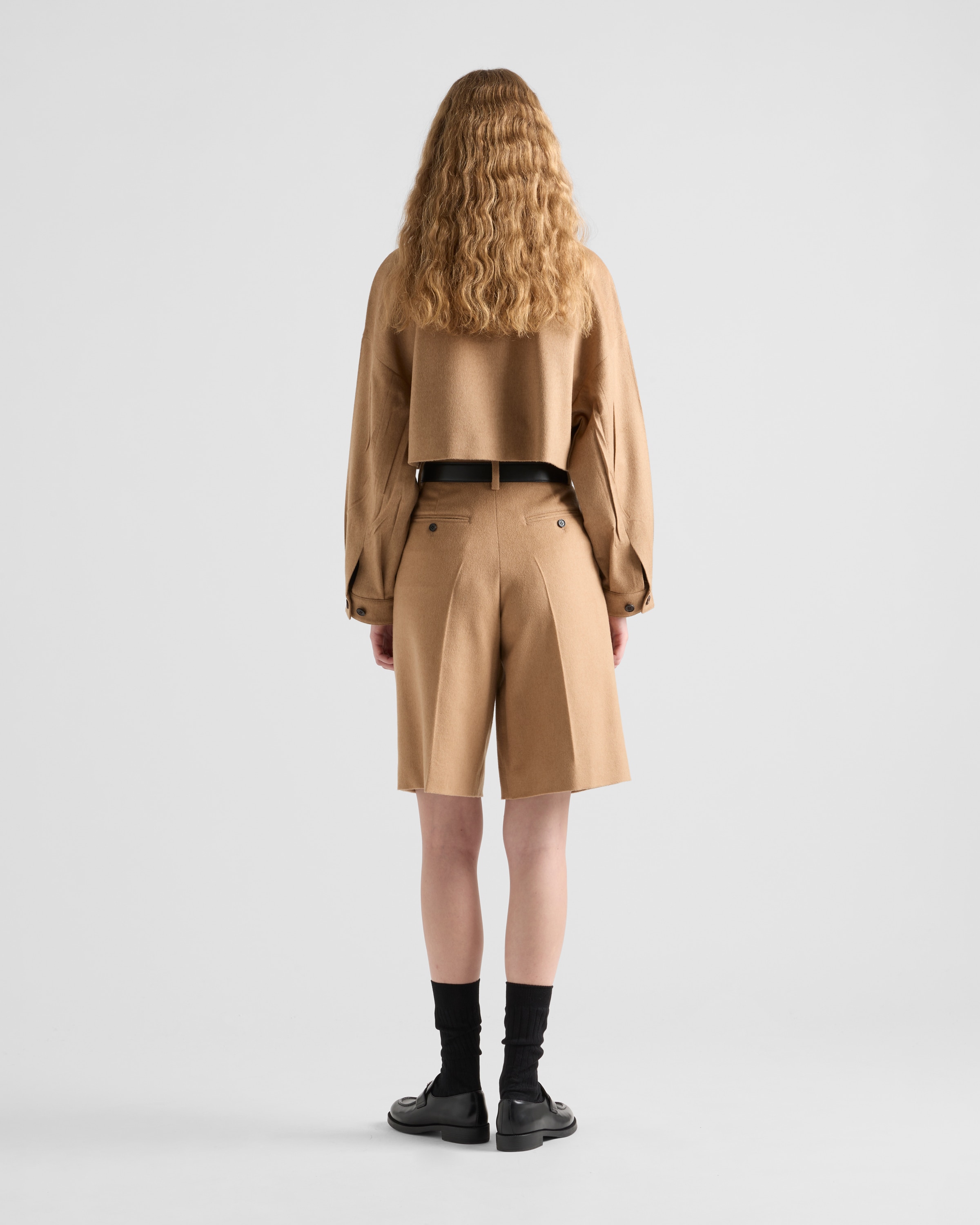 Camel Brown Camel-hair Blouson Jacket | PRADA