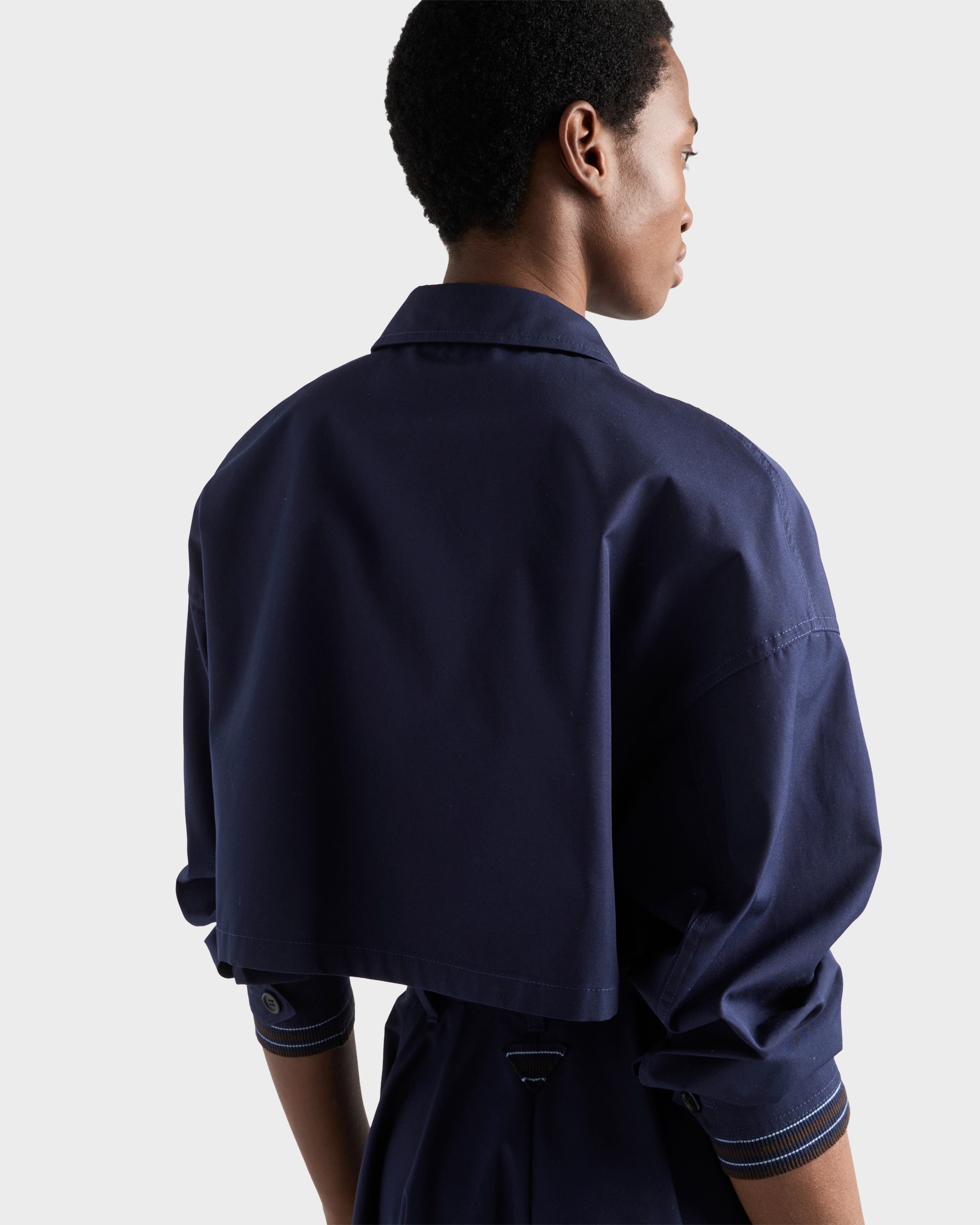 Navy Poplin blouson jacket | PRADA - United States