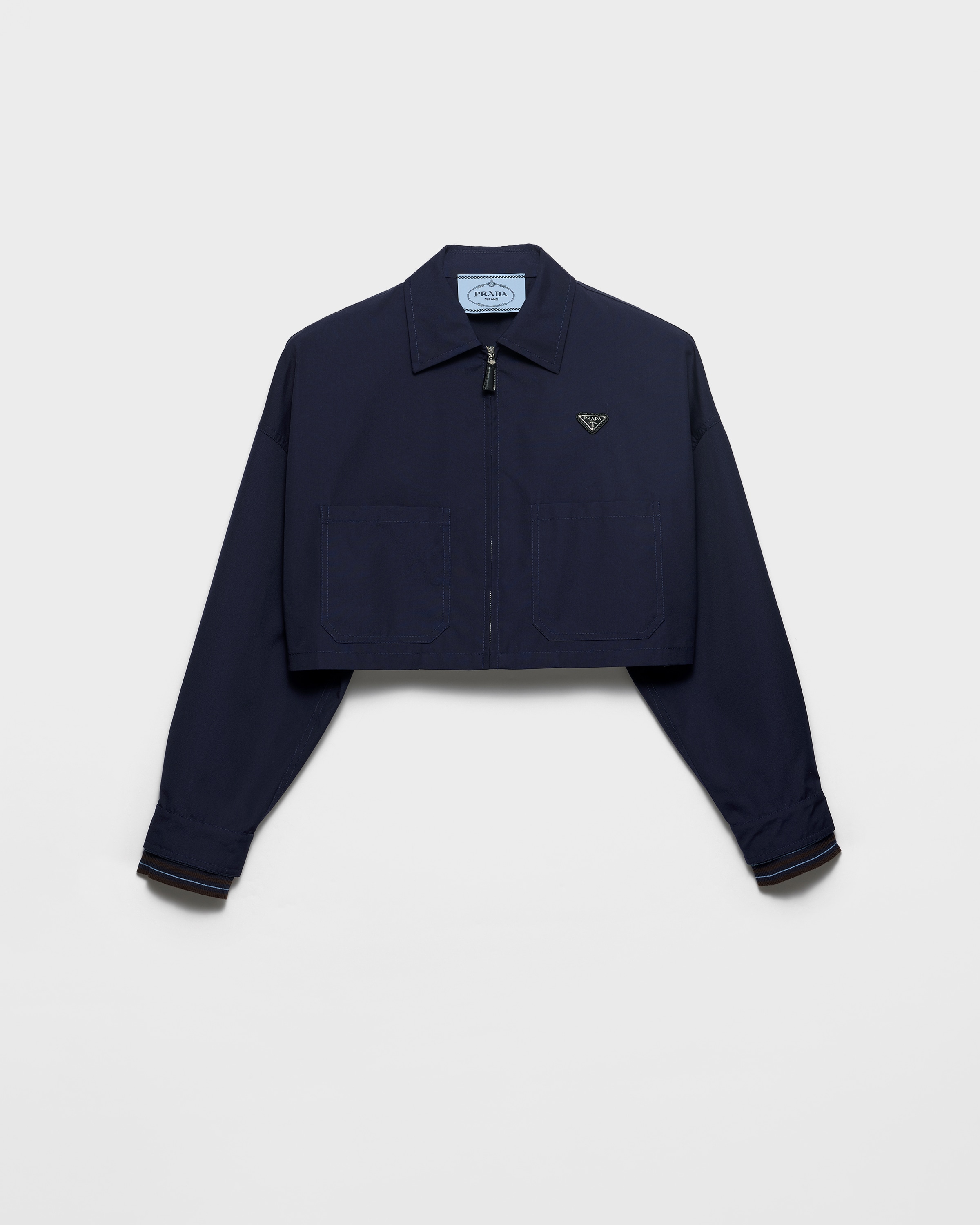 Navy Poplin blouson jacket | PRADA - United States