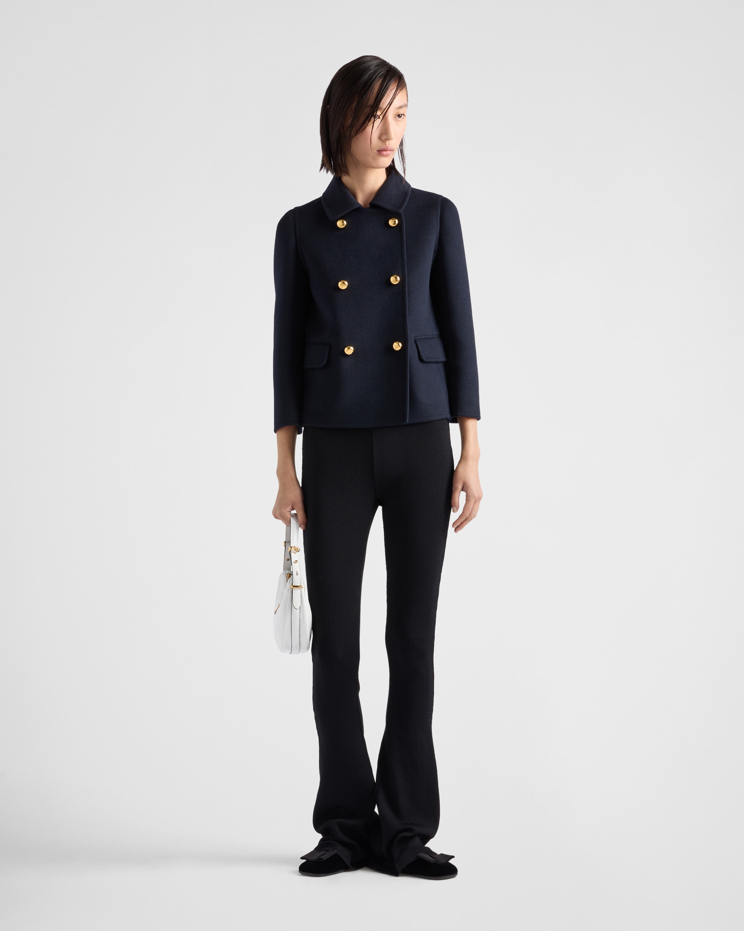 VIP【関税送料無料】希少 PRADA CASHGORA DOUBLE-BREASTEDJACKET Black Single-breasted cashmere jacket | PRADA
