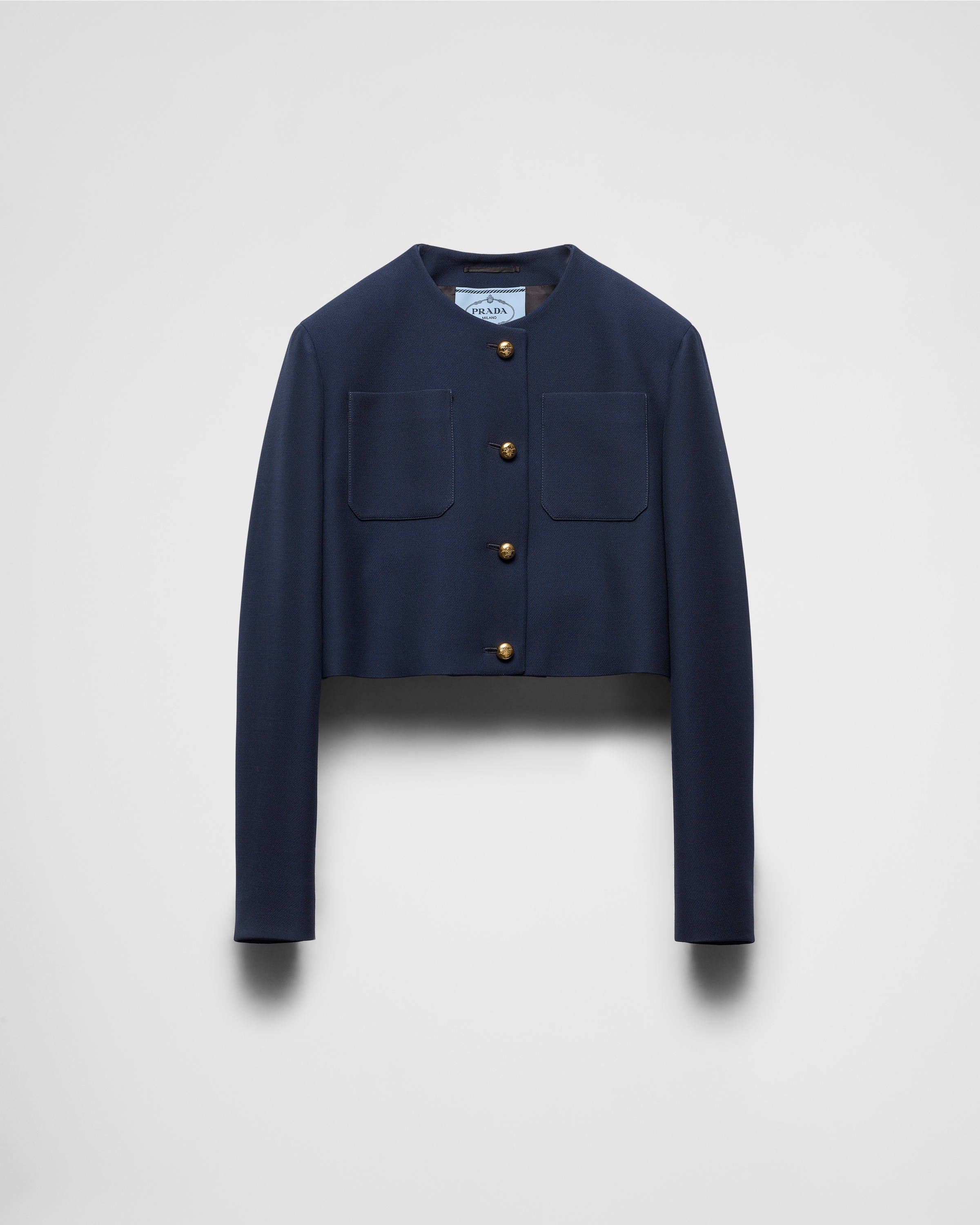 Prada Womens Blue Single-breasted Tricotine-weave Wool Jacket In Navy