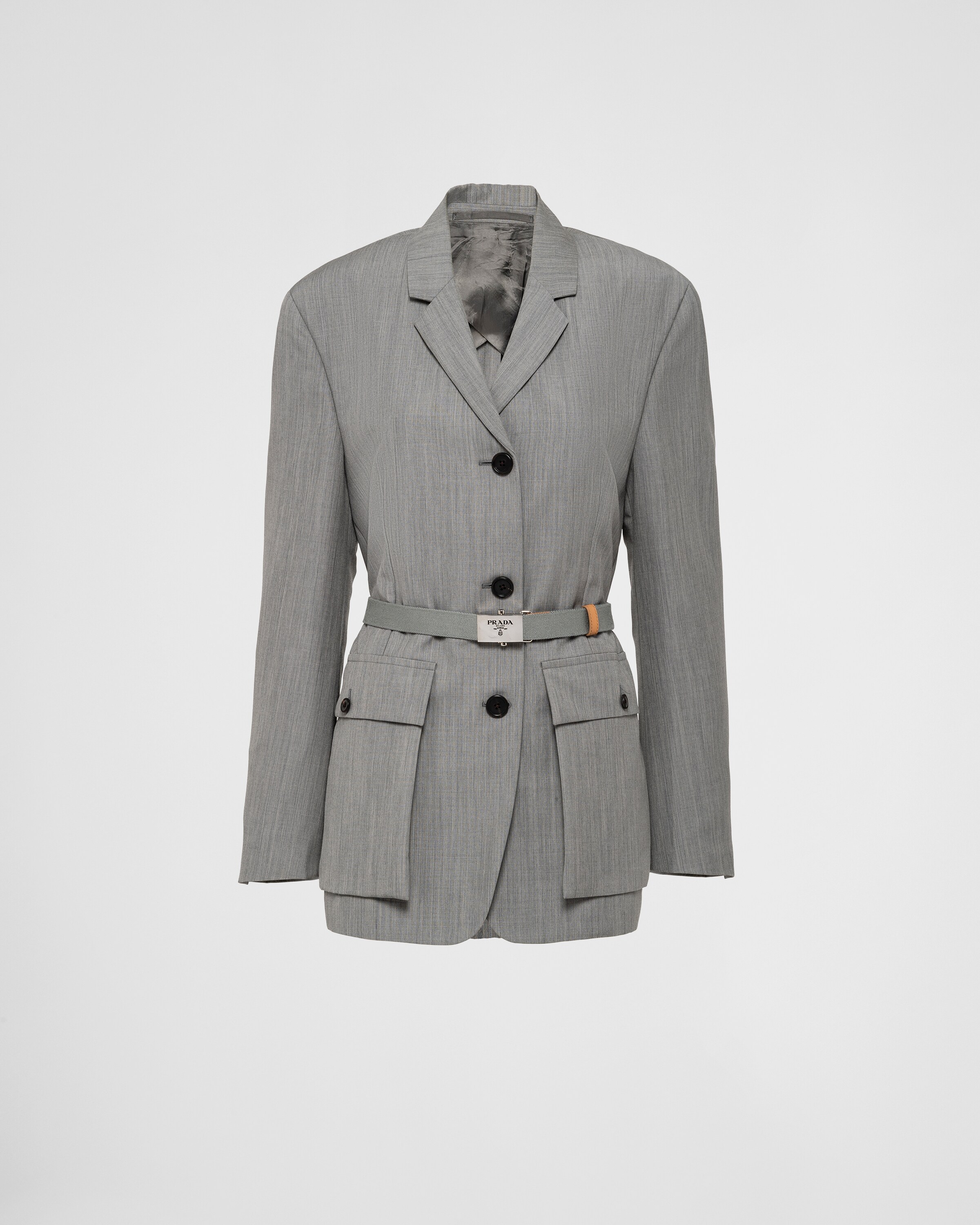 Prada Kid Mohair-wool Single-breasted Blazer In Granite Gray