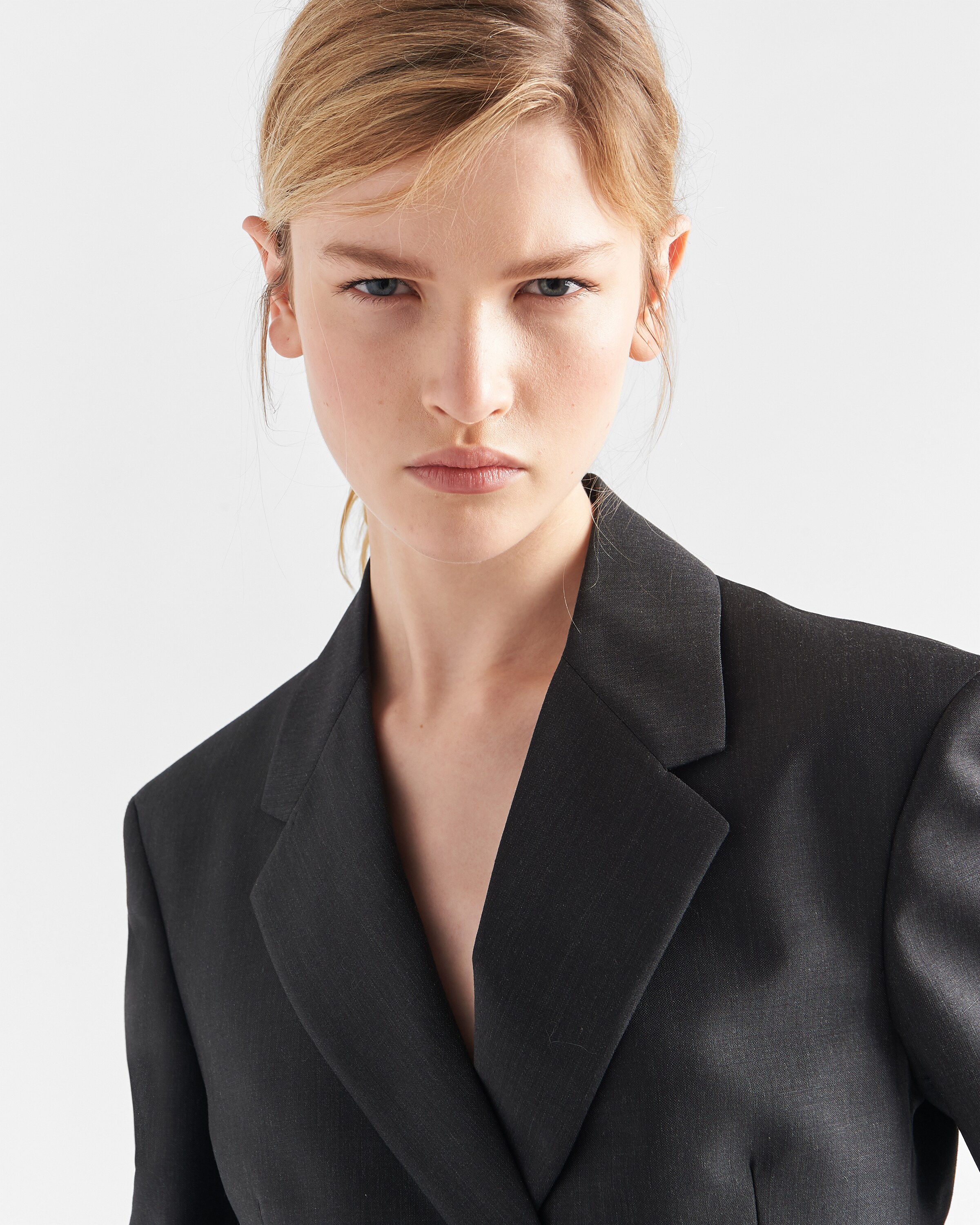 Anthracite Gray Doublebreasted Kid Mohair Jacket PRADA