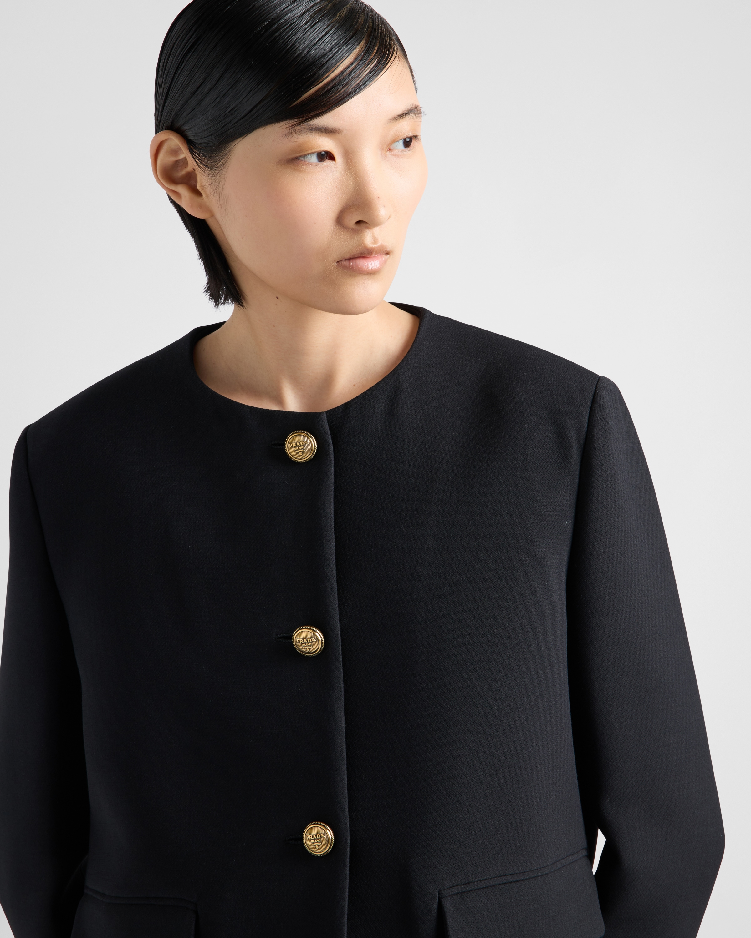 Black Single-breasted tricotine jacket | PRADA