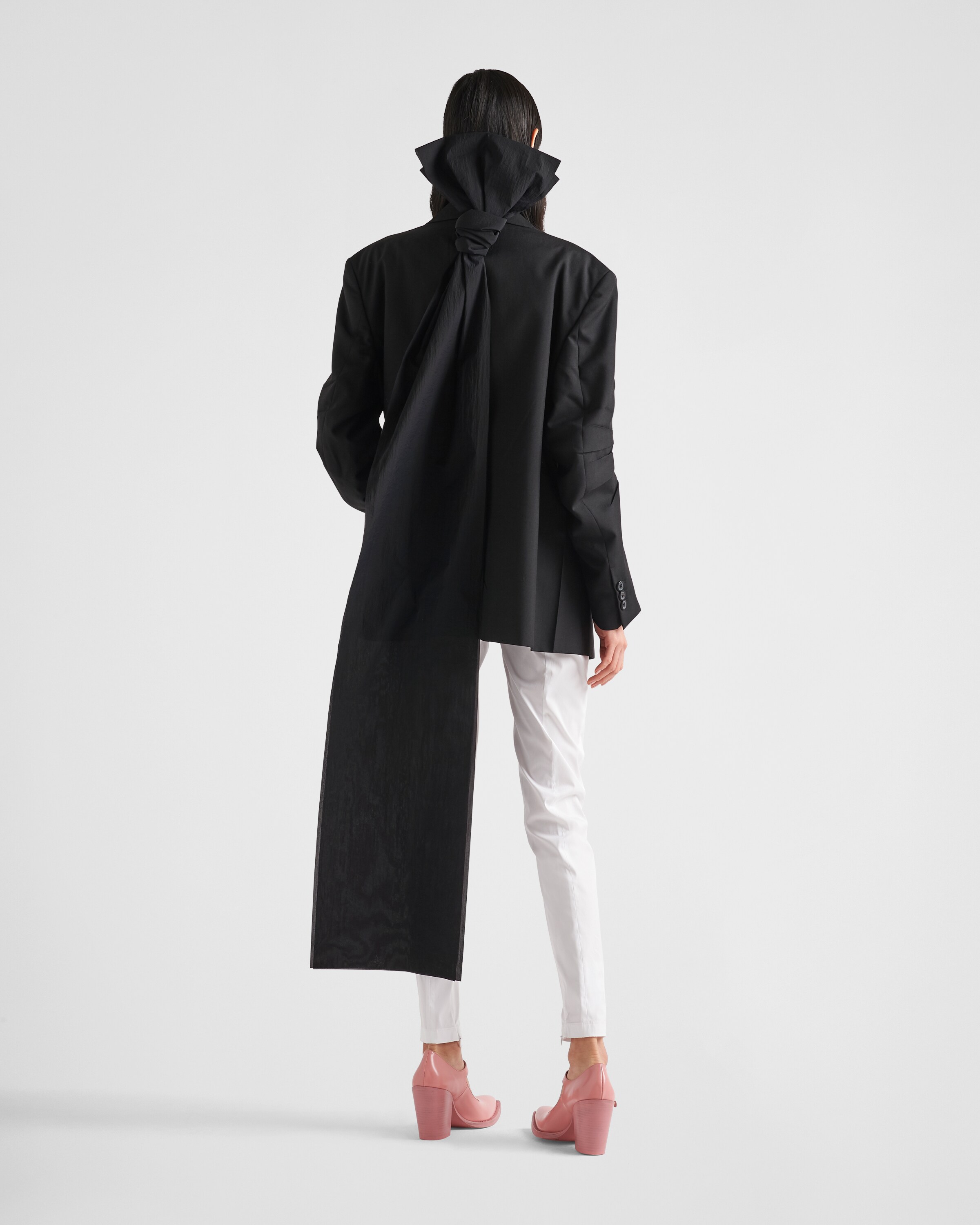 Prada Single\u002Dbreasted mohair jacket with bow 5