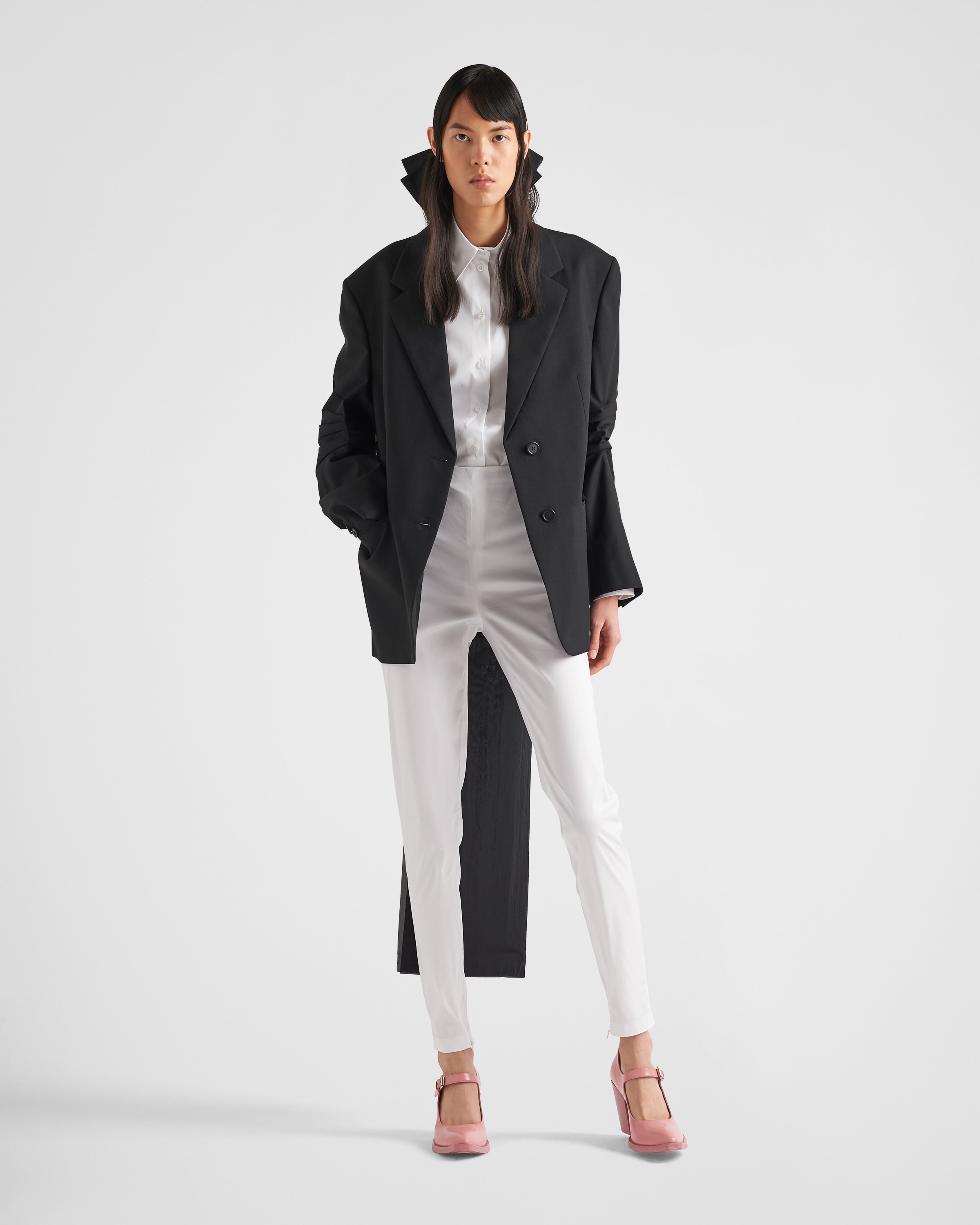 Prada Single\u002Dbreasted mohair jacket with bow 2