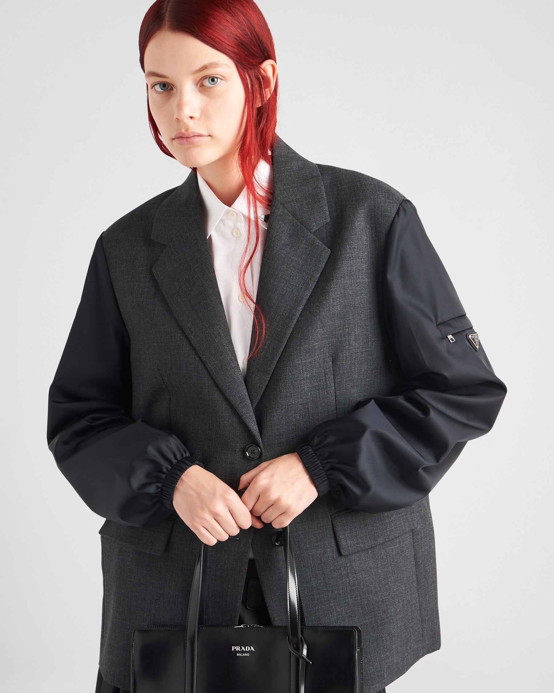 PRADA 25S LIGHTWEIGHT ROUND-NECK LINEN JACKET 368