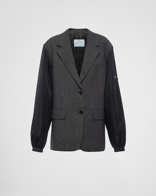 Slate Gray Single-breasted wool and Re 