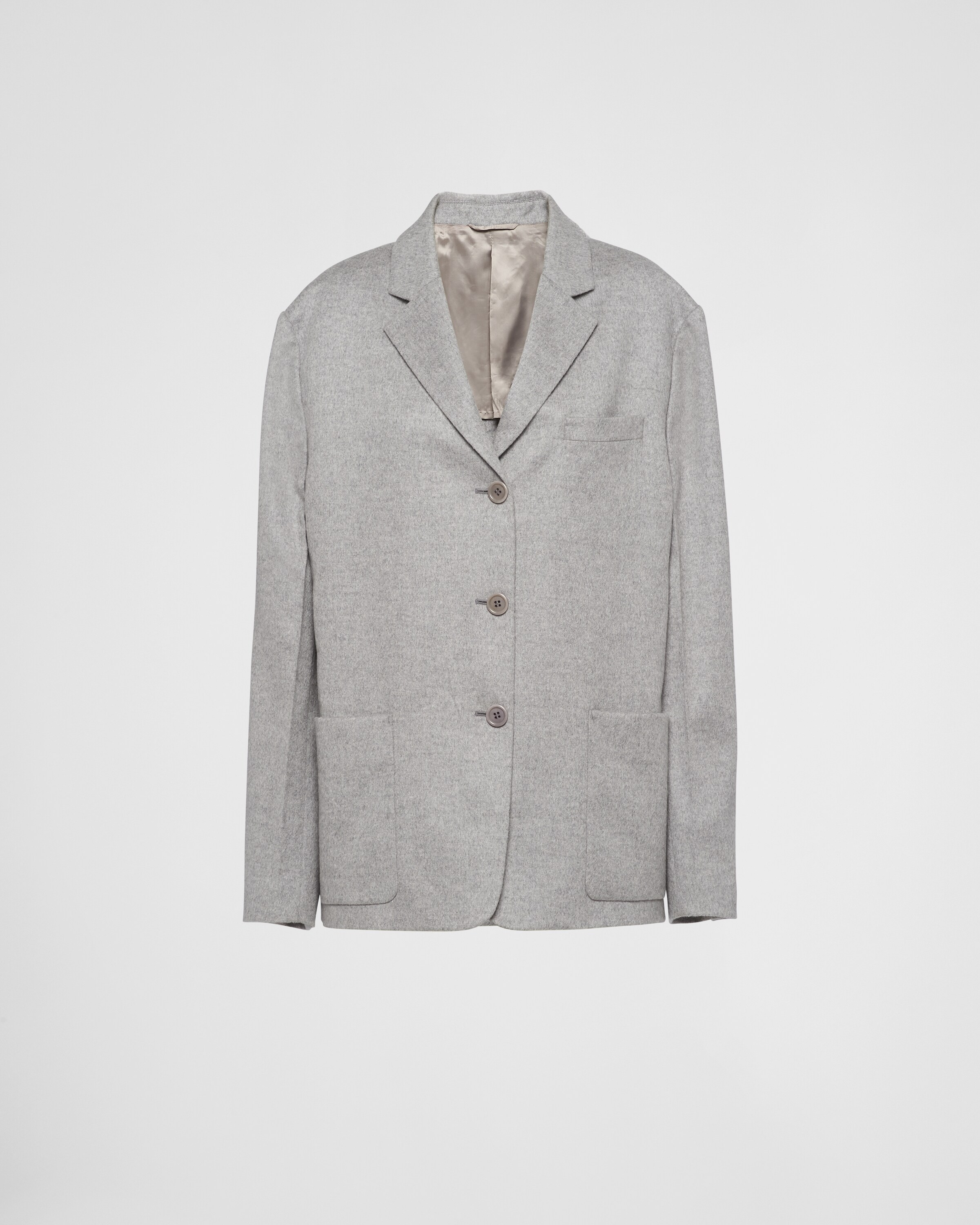 Prada Notched Lapels Cashmere Blazer In Marble Gray