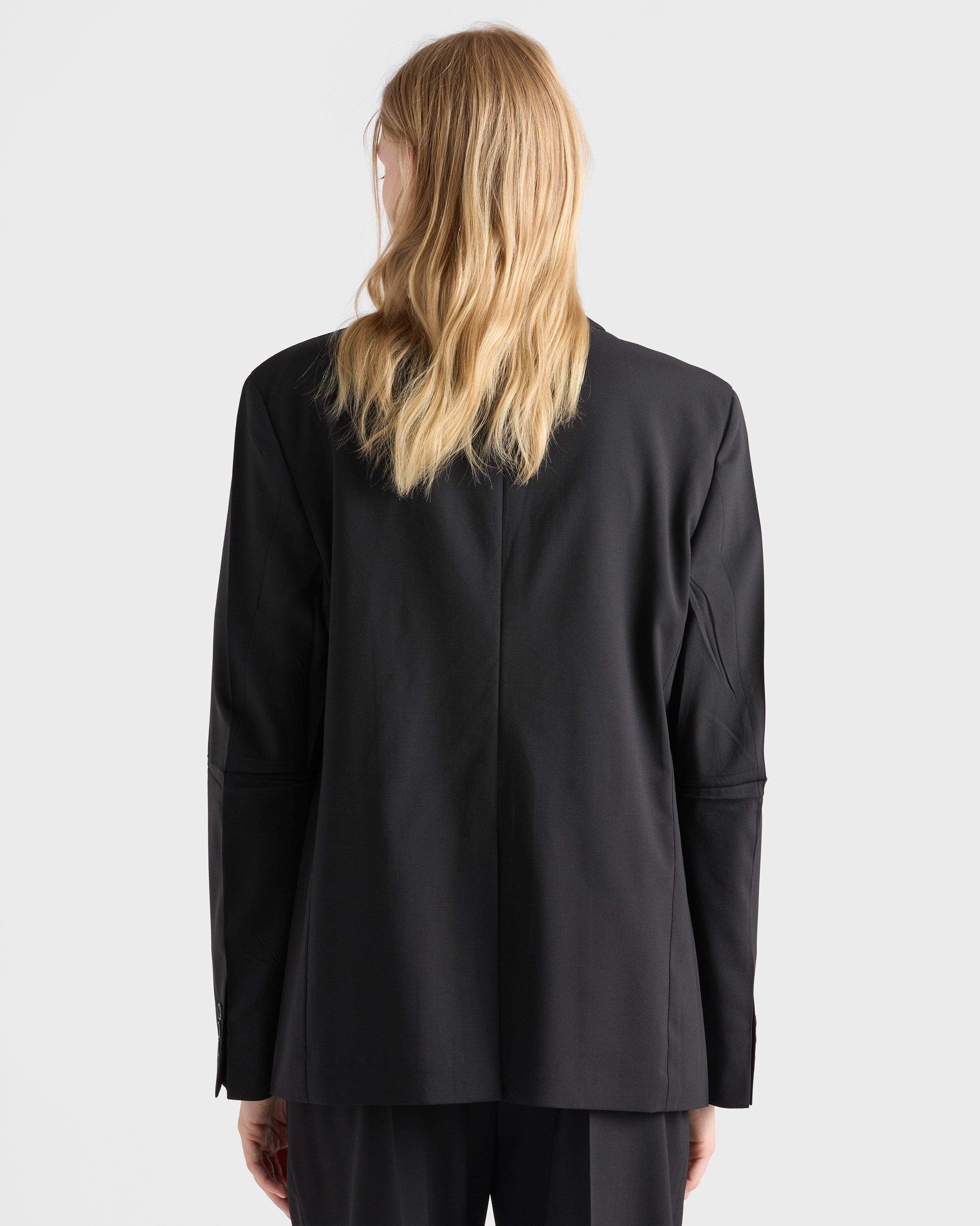 Black Single-breasted jacket in superfine wool | PRADA