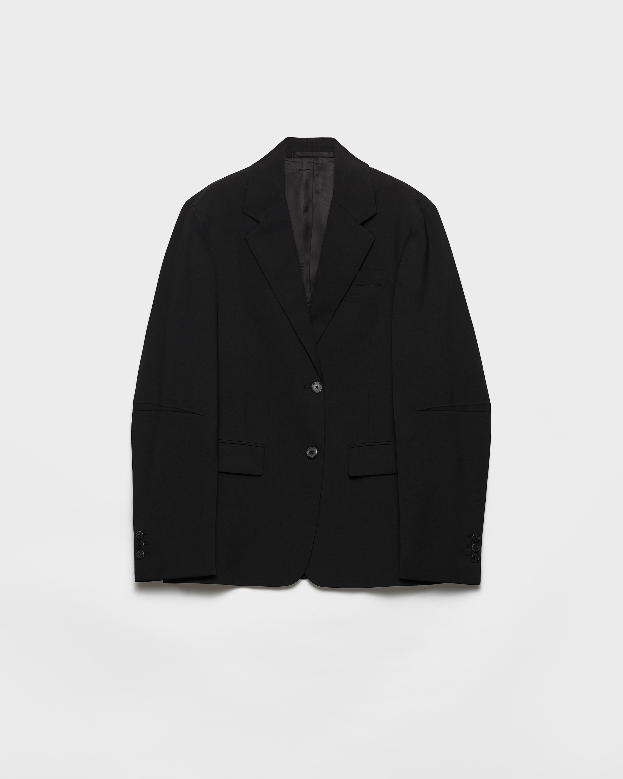 Prada Single-breasted Jacket In Superfine Wool, Woman, Black, Size 38
