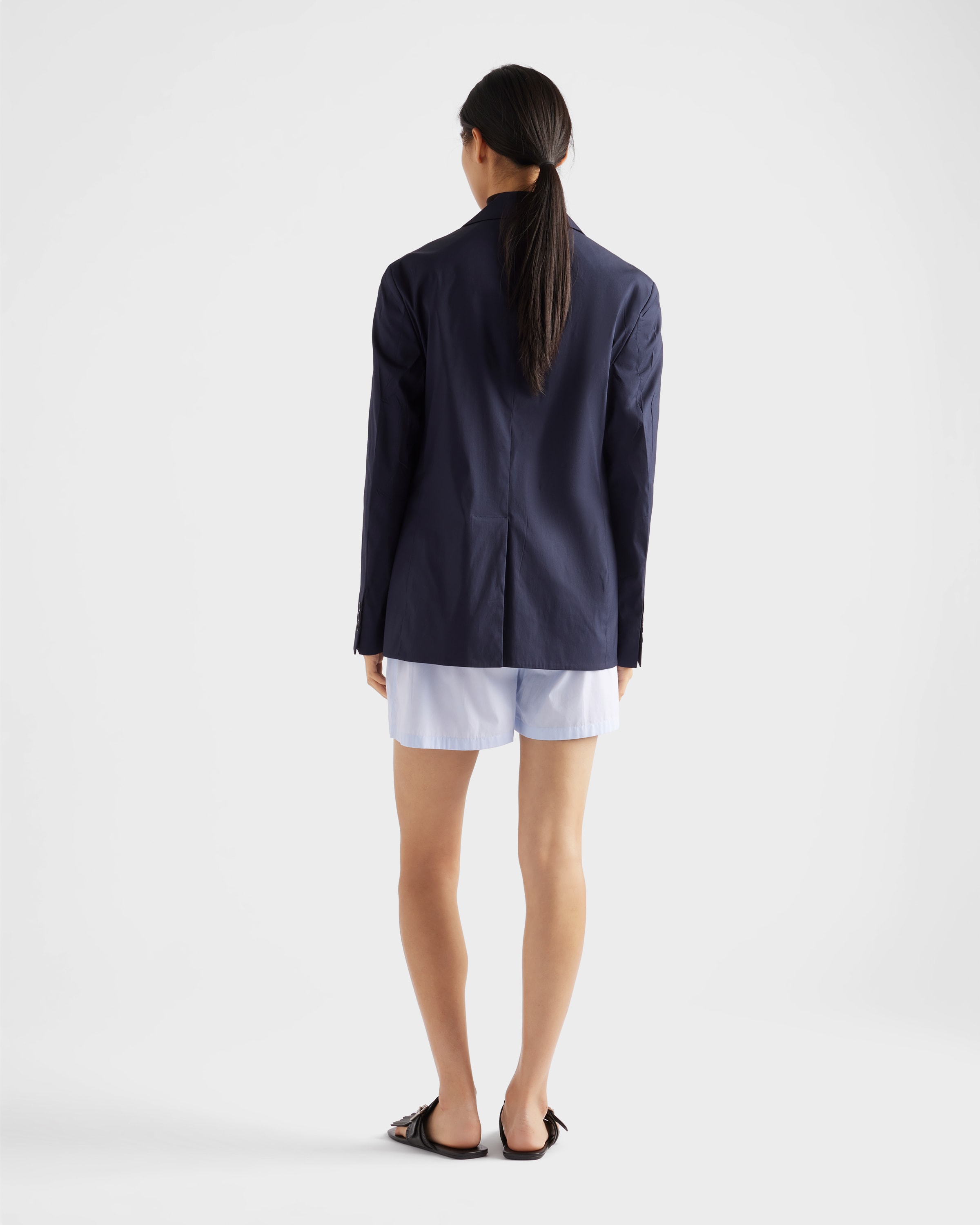 【日本入手困難】Single-breasted stretch poplin jacket Navy Single-breasted Stretch Poplin Jacket | PRADA