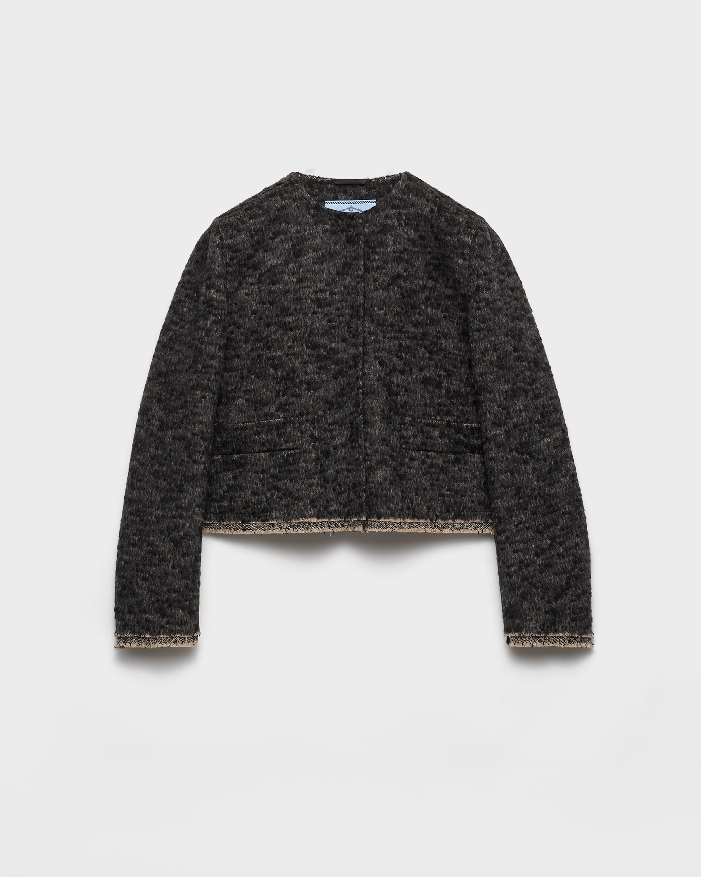 Prada Veste Droite En Double Tweed, Femme, Gris Anthracite, Taille 36