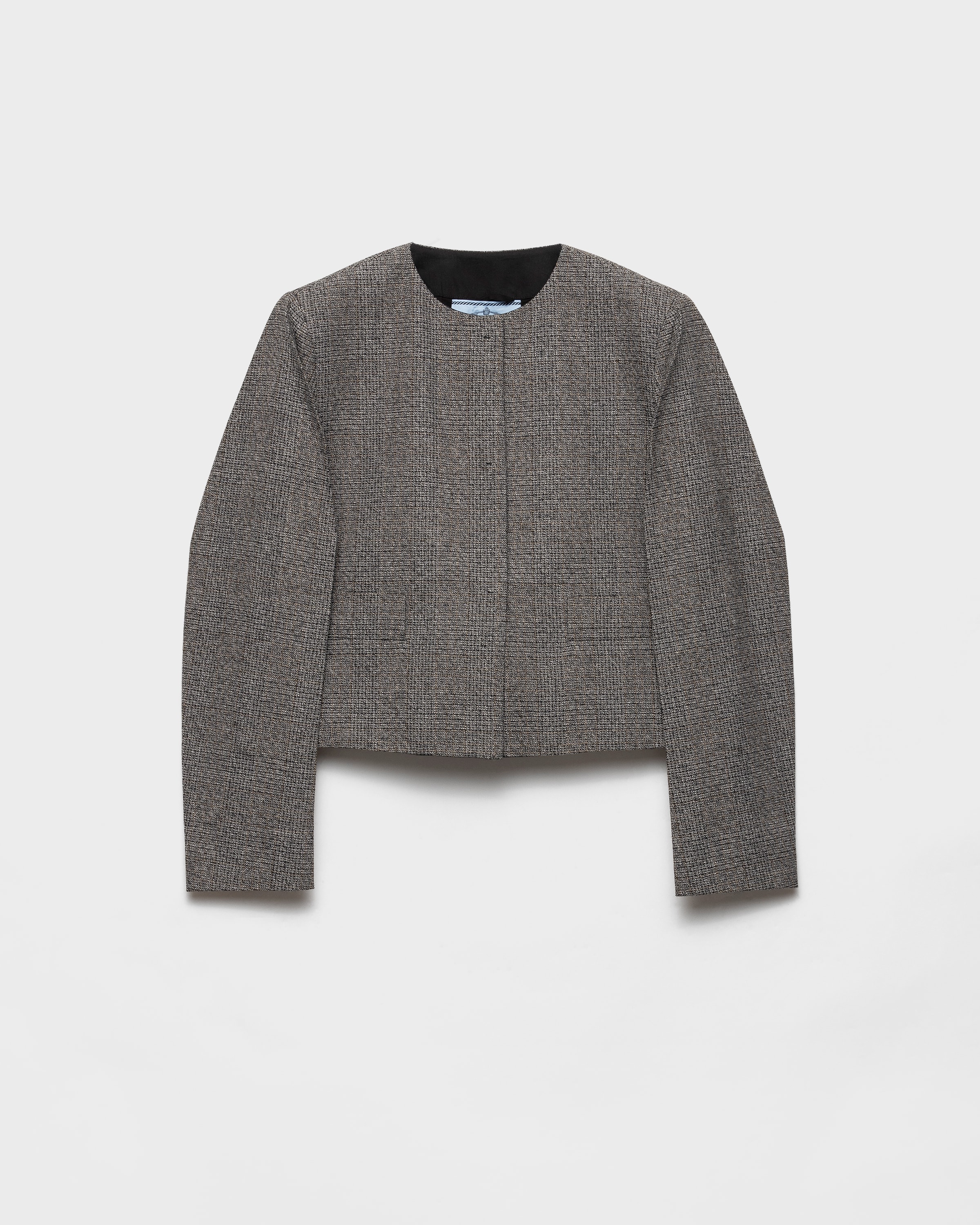 Slate Gray Single-breasted Princes of Wales mouliné jacket