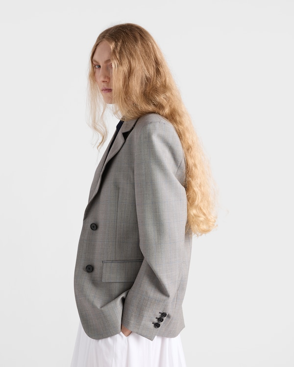 Veste droite en grisaille à carreaux - Gris Veste droite en grisaille à carreaux - Gris