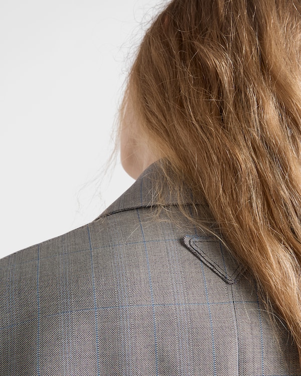 Veste droite en grisaille à carreaux - Gris Veste droite en grisaille à carreaux - Gris