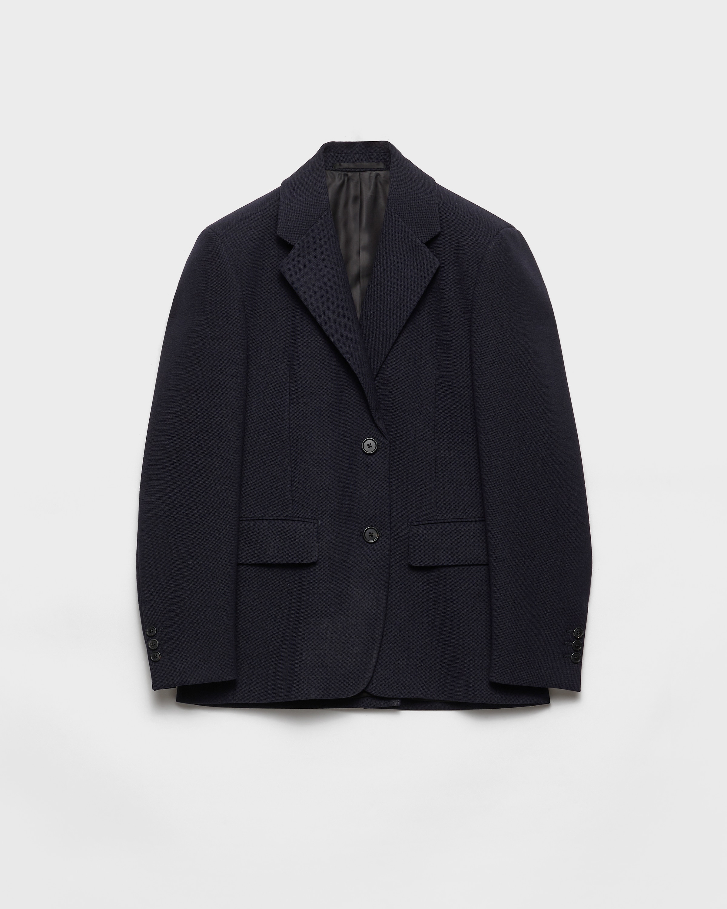 Navy Single-breasted rush stitch jacket | PRADA