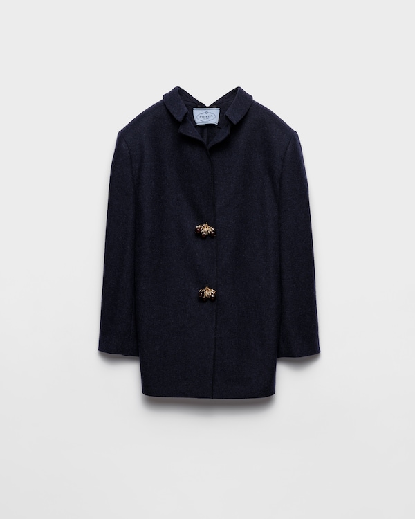 ブラック ダブルブレスト ダブルカシウール コート | PRADA