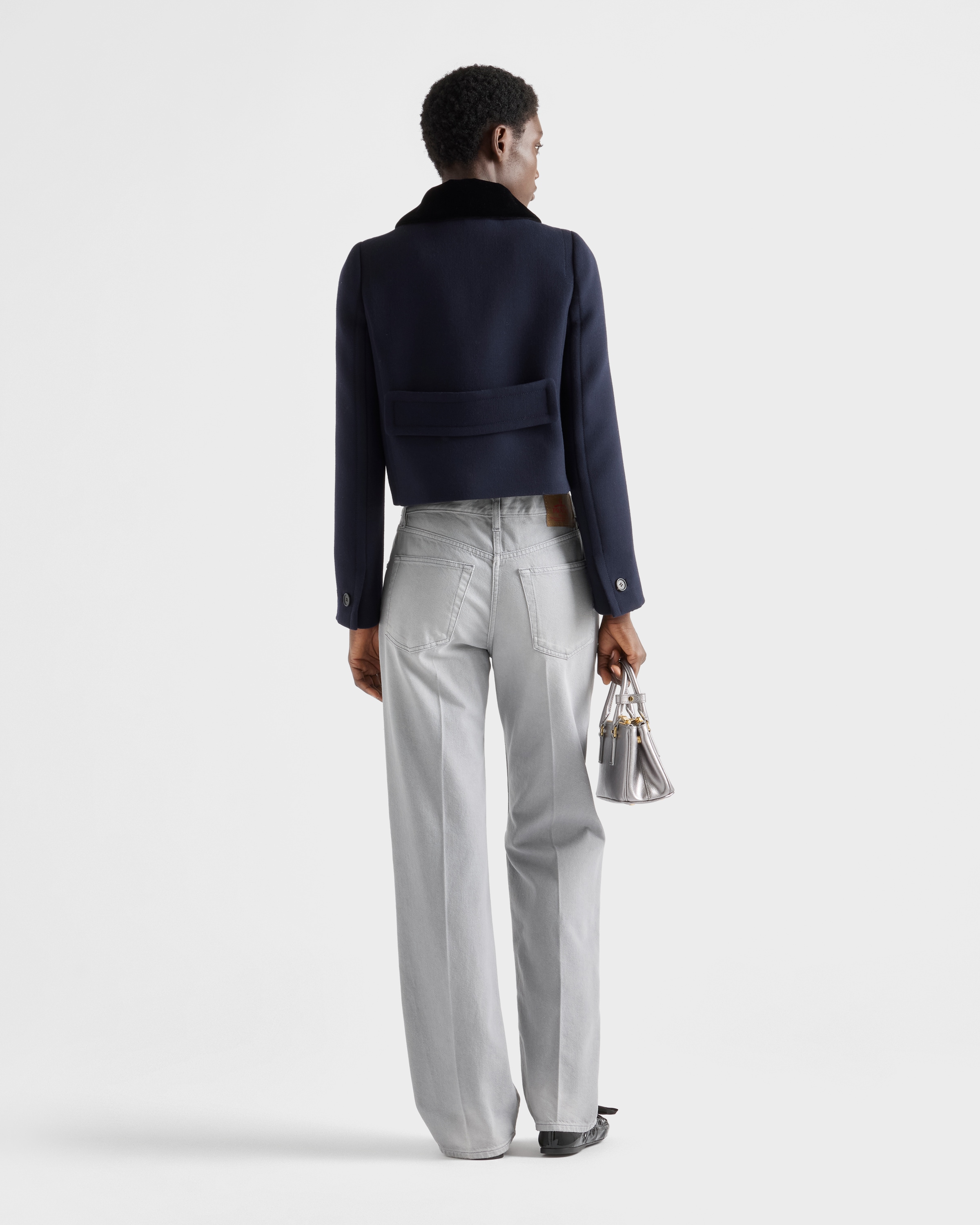 Navy Single-breasted Natté Fabric Jacket | PRADA