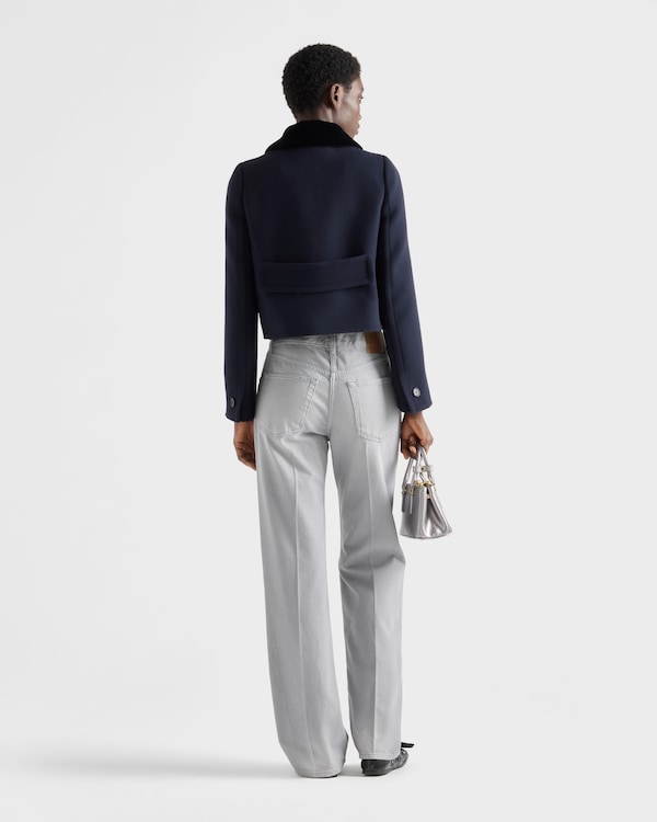 Veste droite en tissu natté Veste droite en tissu natté