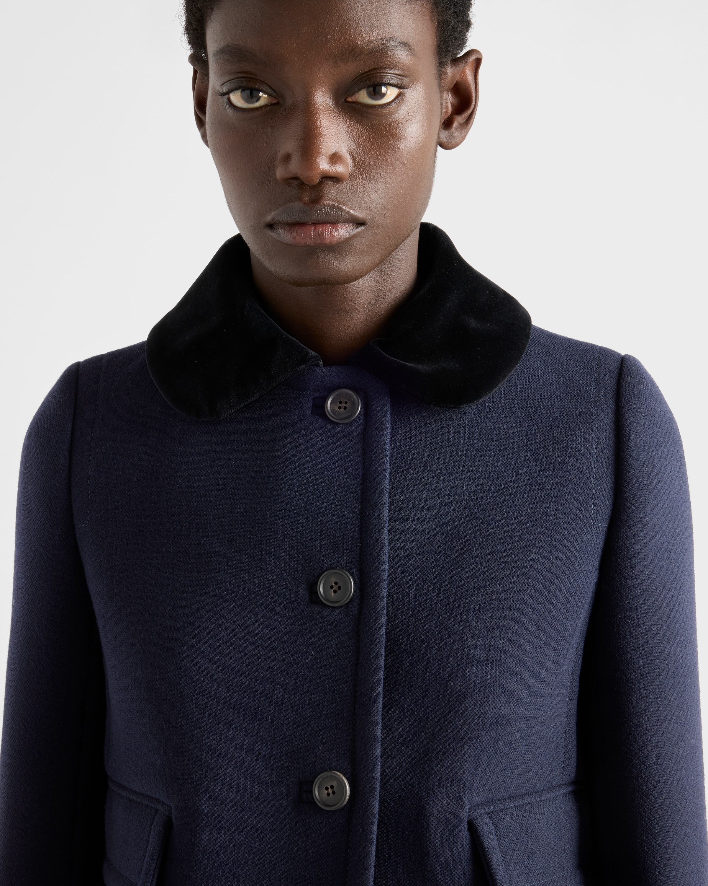 Navy Single-breasted Natté Fabric Jacket | PRADA