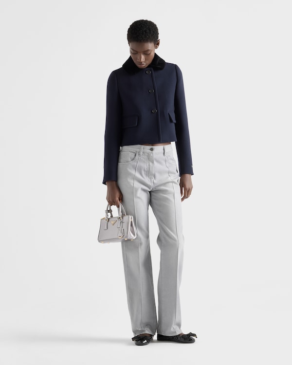 Veste droite en tissu natté Veste droite en tissu natté