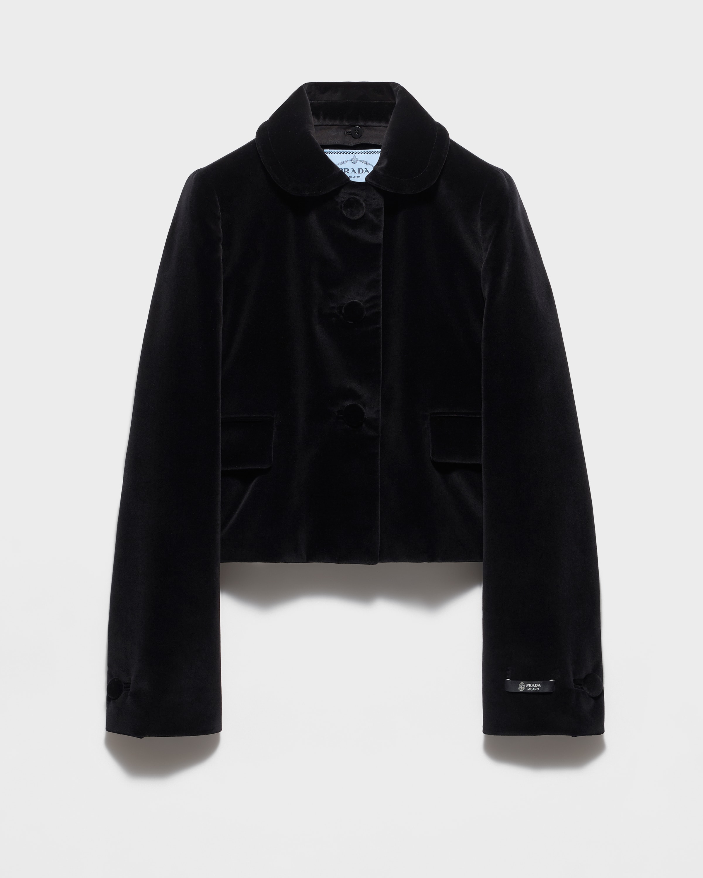 ブラック シングルブレスト ベルベット ジャケット | PRADA