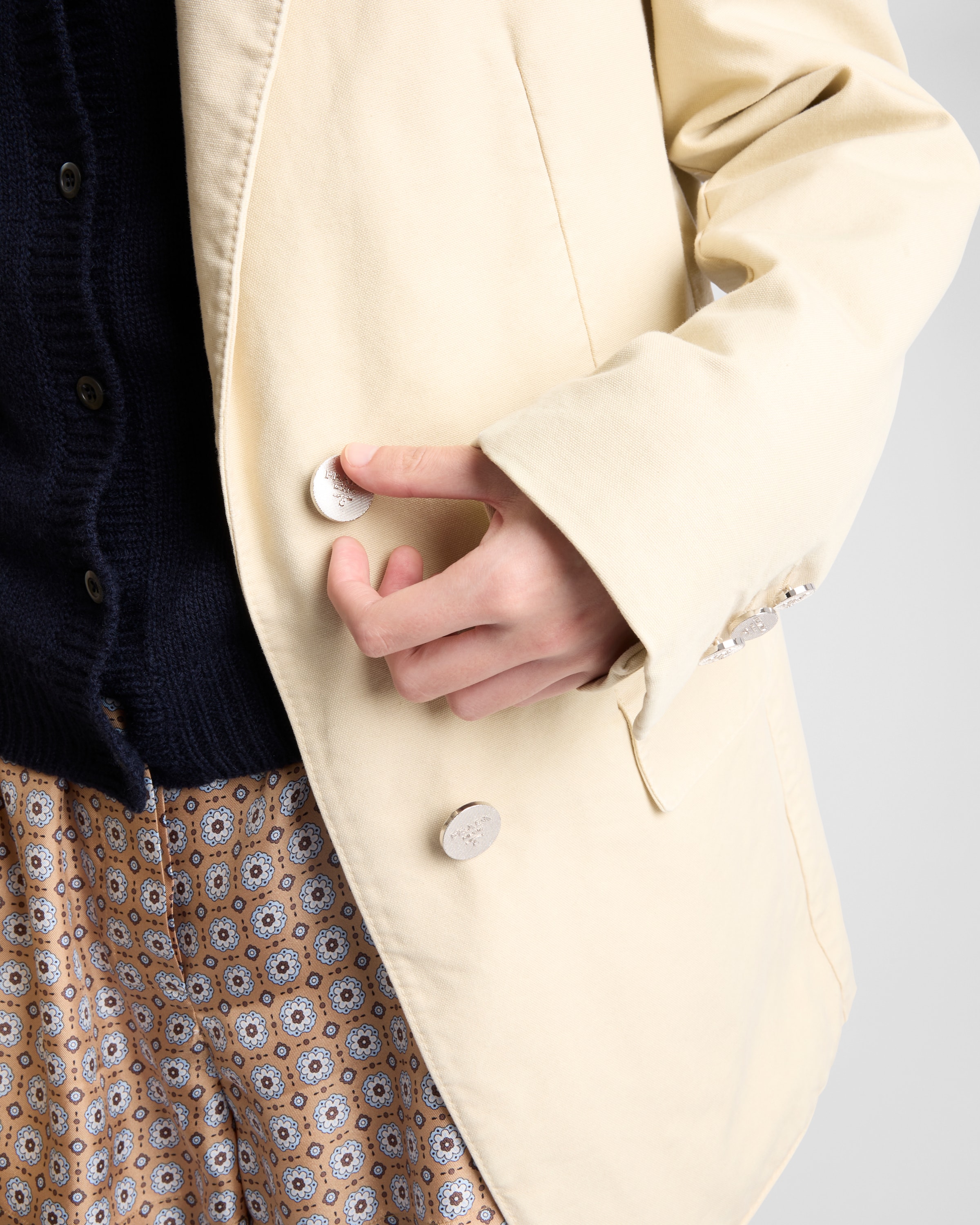Prada Single-breasted Old Canvas Blazer In Beige