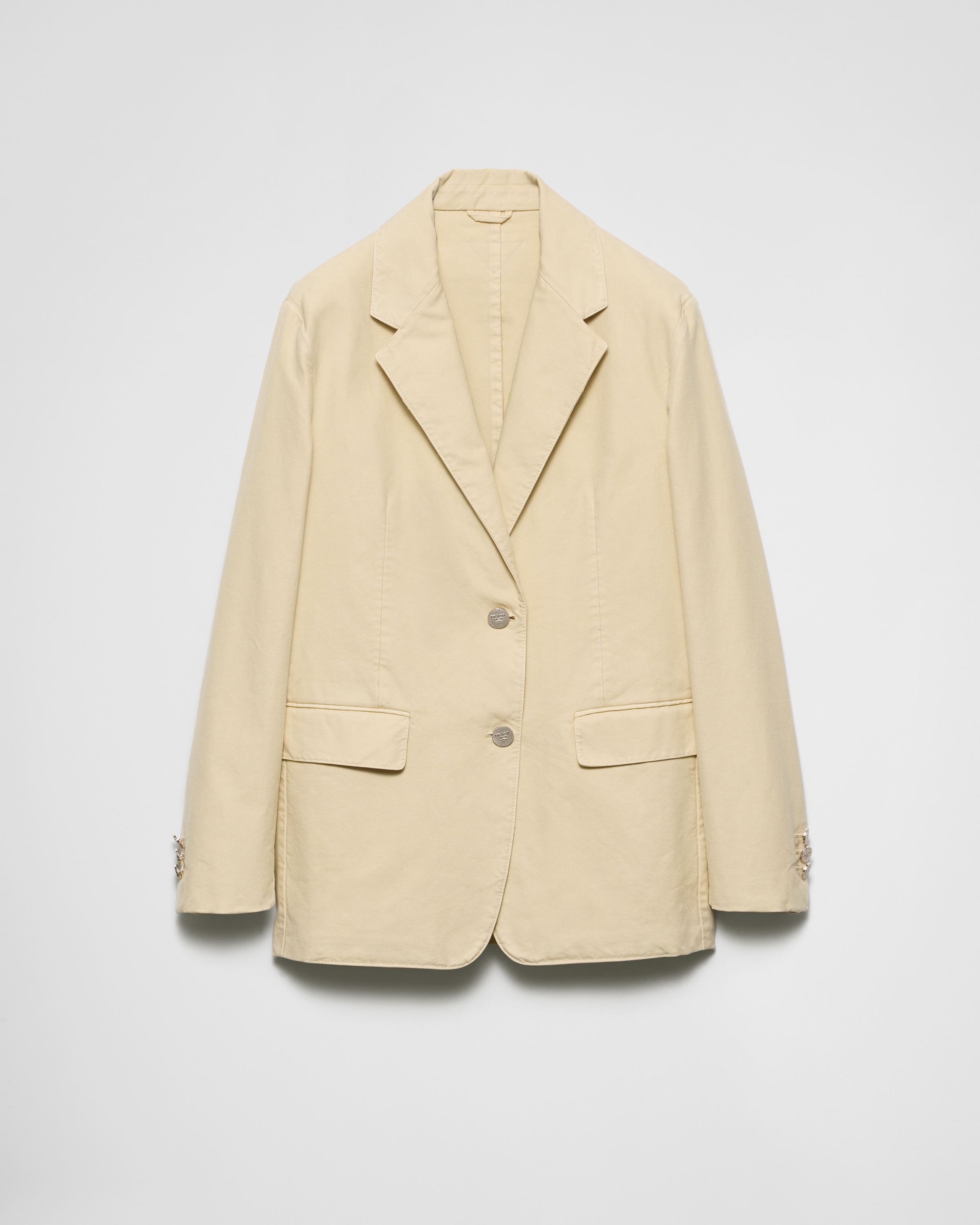 Prada Single-breasted Old Canvas Blazer In Beige