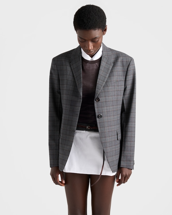 Single-breasted Prince Of Wales checked wool jacket - Hematite Single-breasted Prince Of Wales checked wool jacket - Hematite