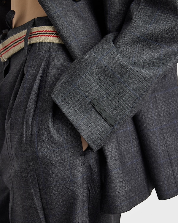 Double-breasted checked wool jacket - Anthracite Gray Double-breasted checked wool jacket - Anthracite Gray